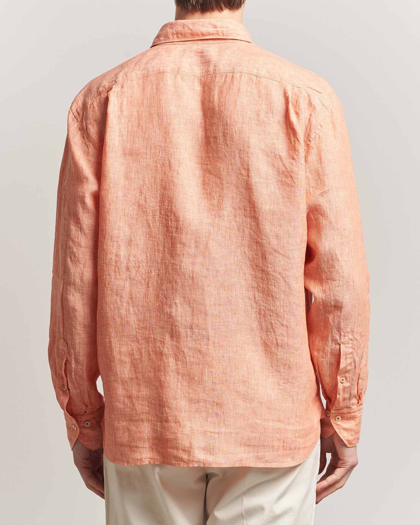 Mies | Kauluspaidat | Stenströms | Regular Fit Cut Away Linen Shirt Orange
