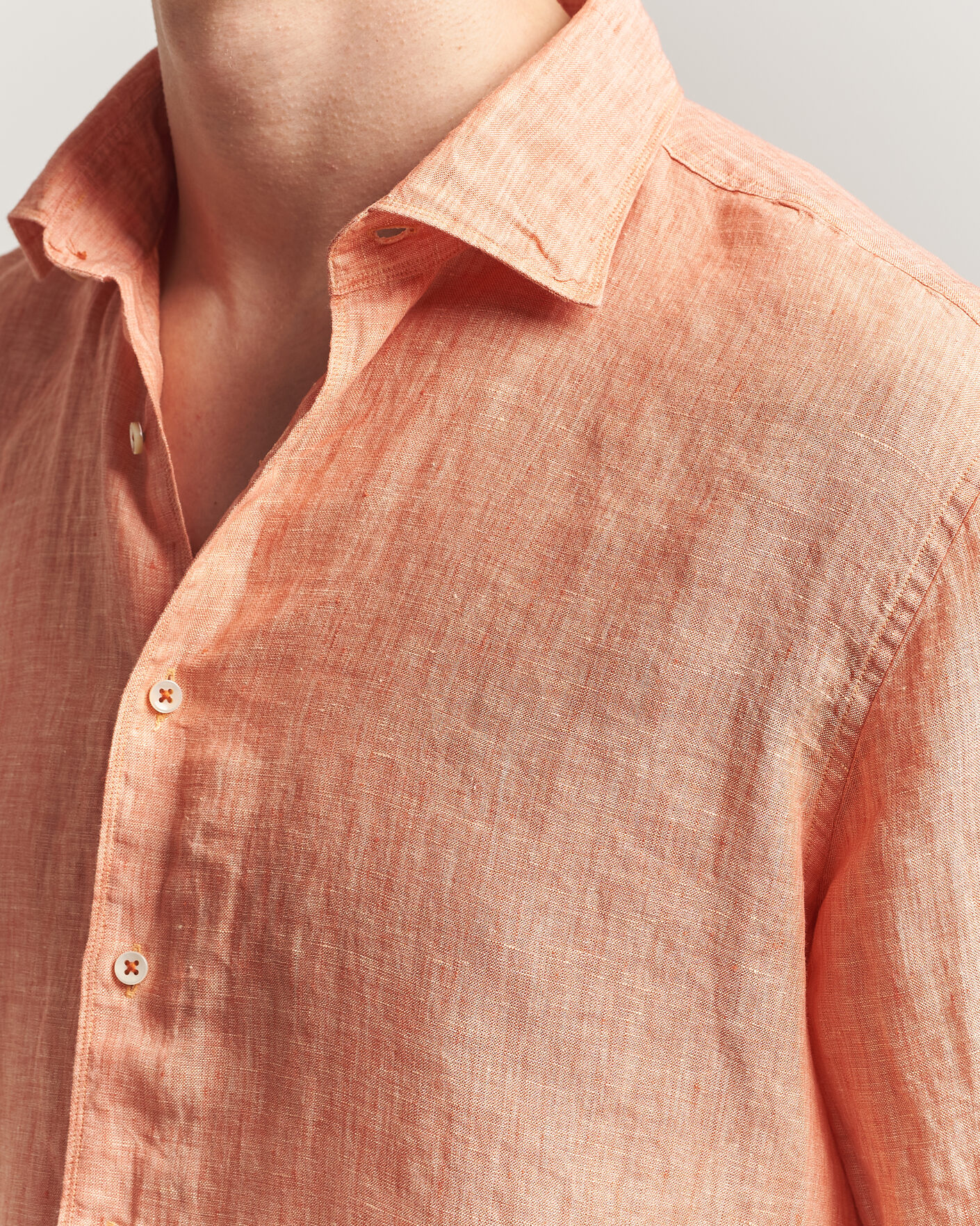 Mies | Kauluspaidat | Stenströms | Regular Fit Cut Away Linen Shirt Orange