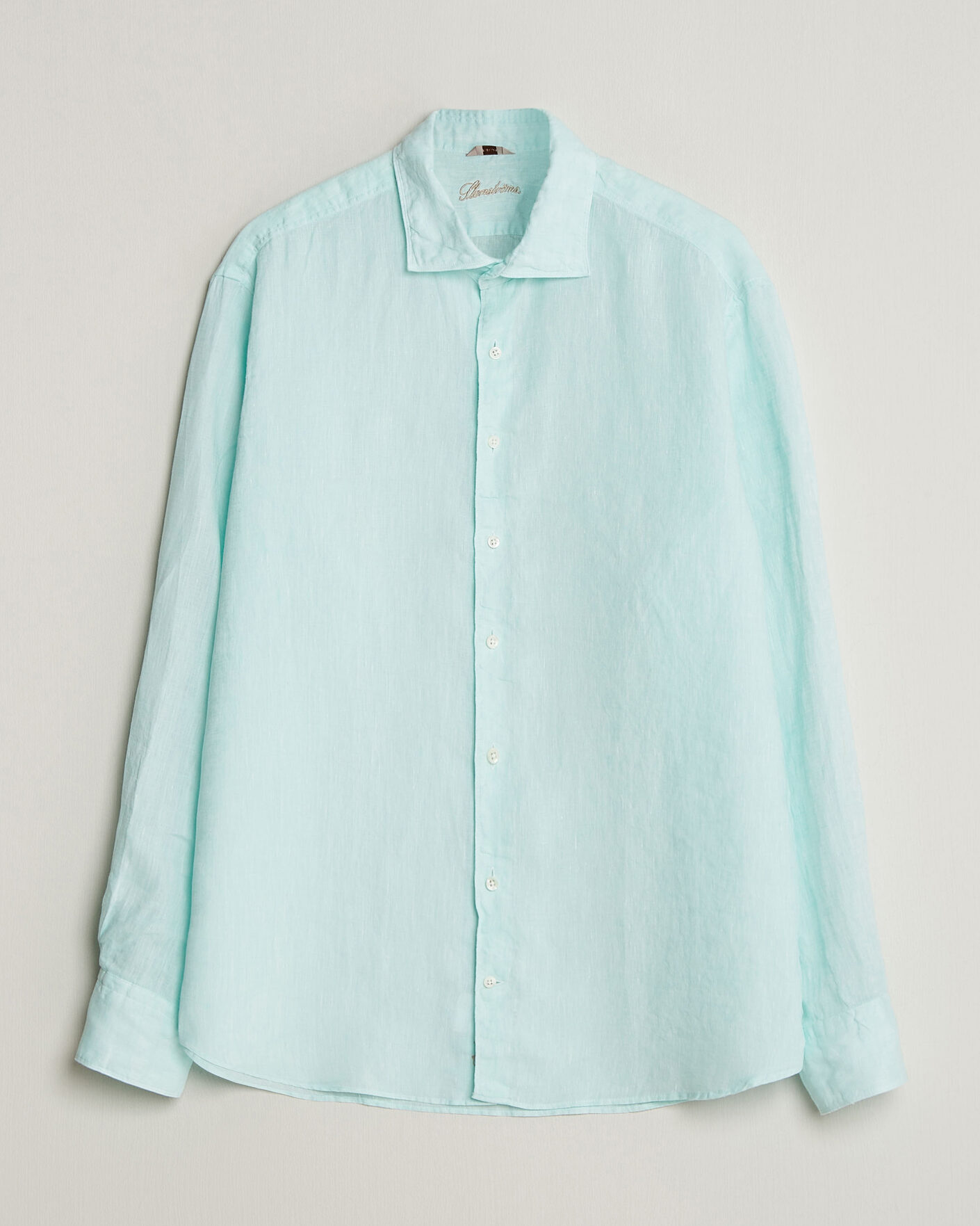 Mies | Kauluspaidat | Stenströms | Regular Fit Cut Away Linen Shirt Mint