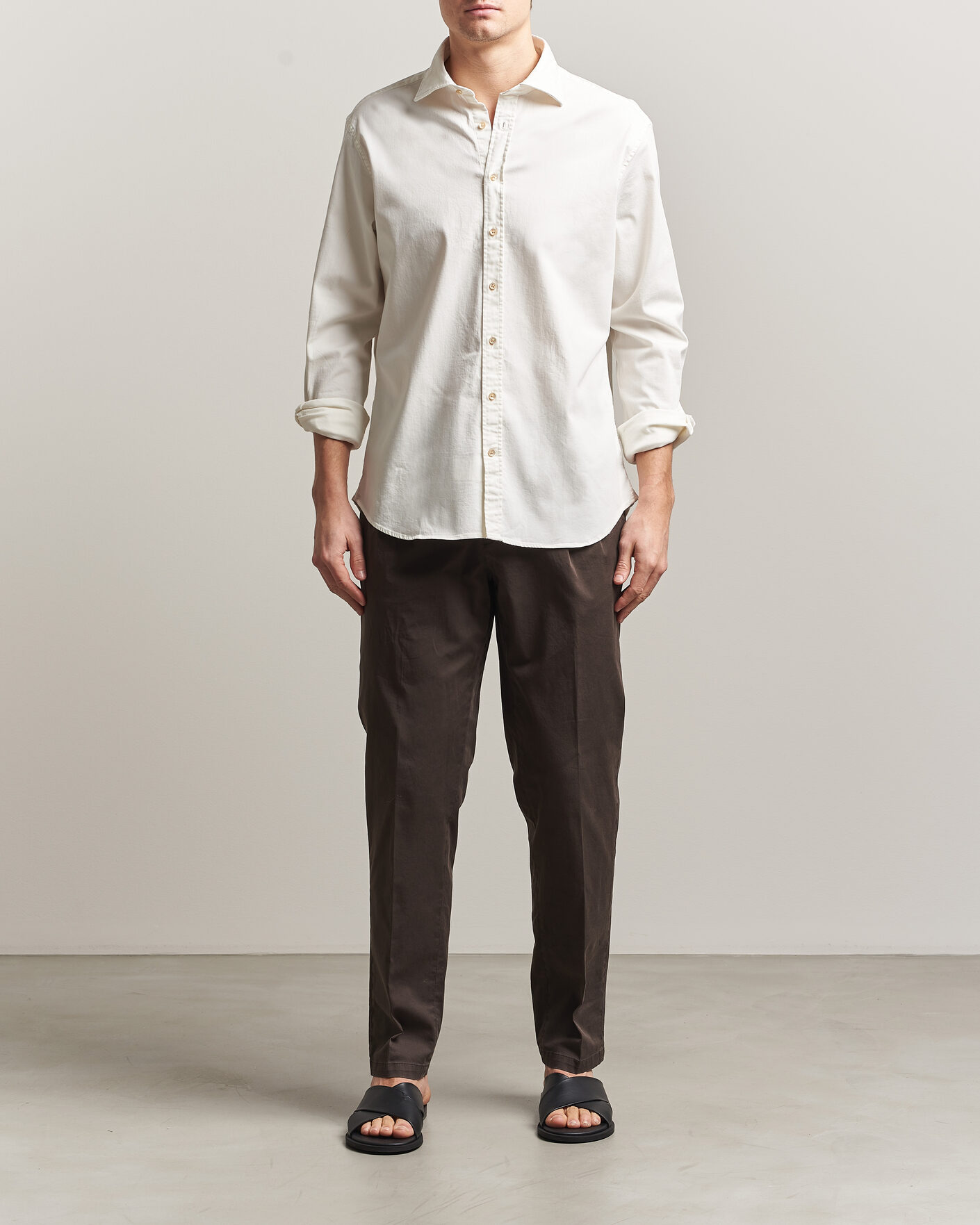 Mies | Kauluspaidat | Stenströms | Regular Fit Garment Washed Denim Shirt White