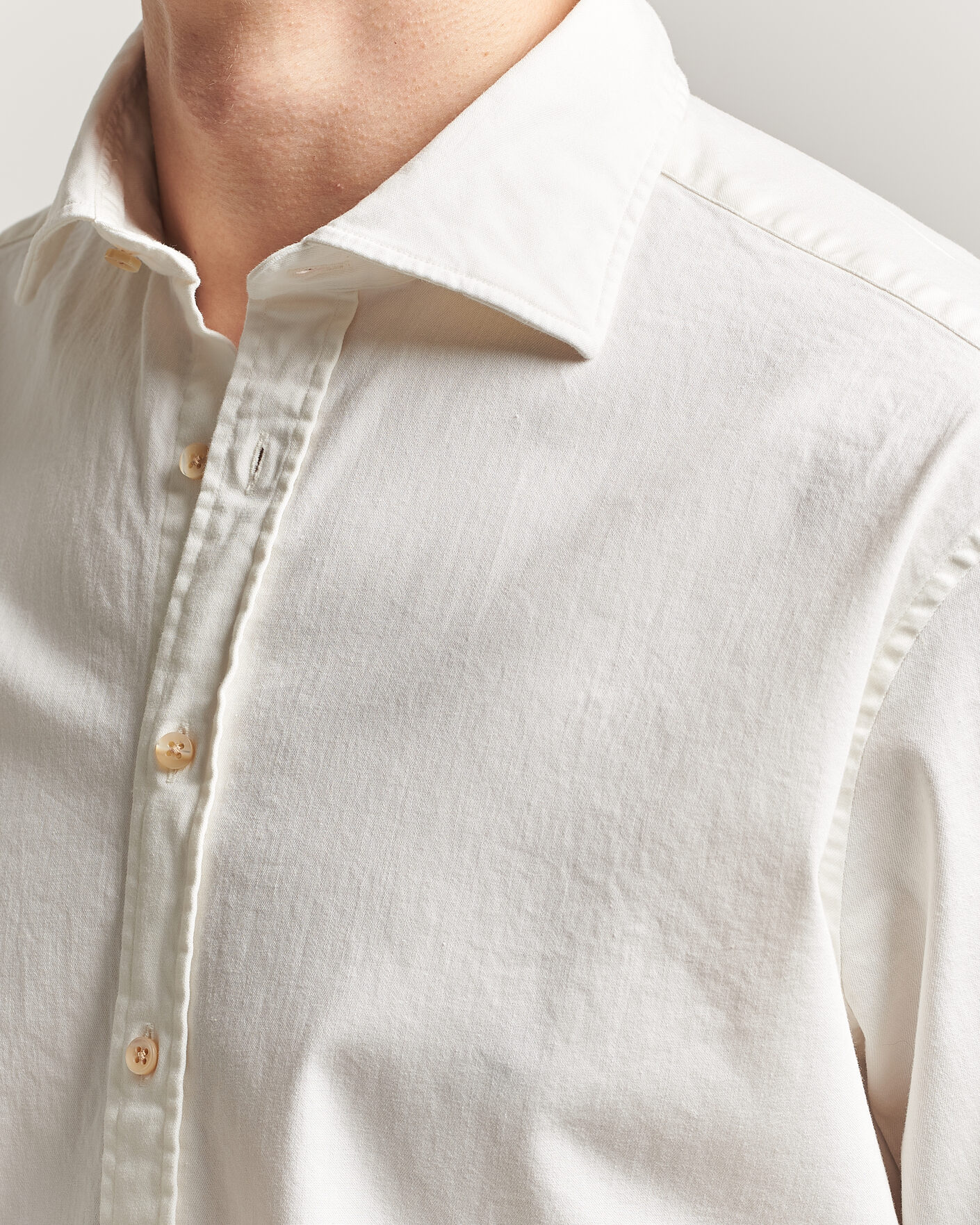 Mies | Kauluspaidat | Stenströms | Regular Fit Garment Washed Denim Shirt White