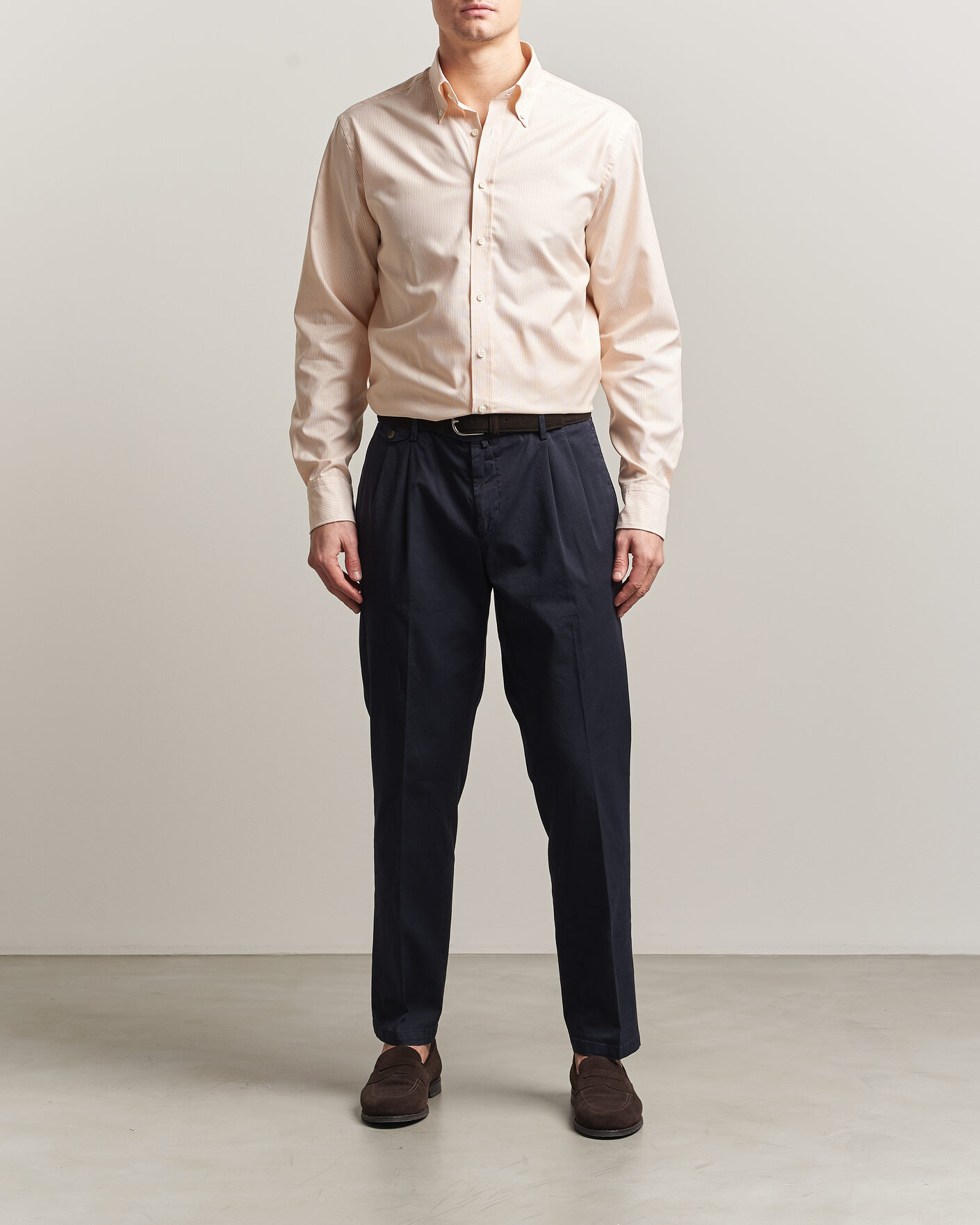 Mies | Kauluspaidat | Stenströms | Regular Fit Thin Striped Oxford Shirt Orange