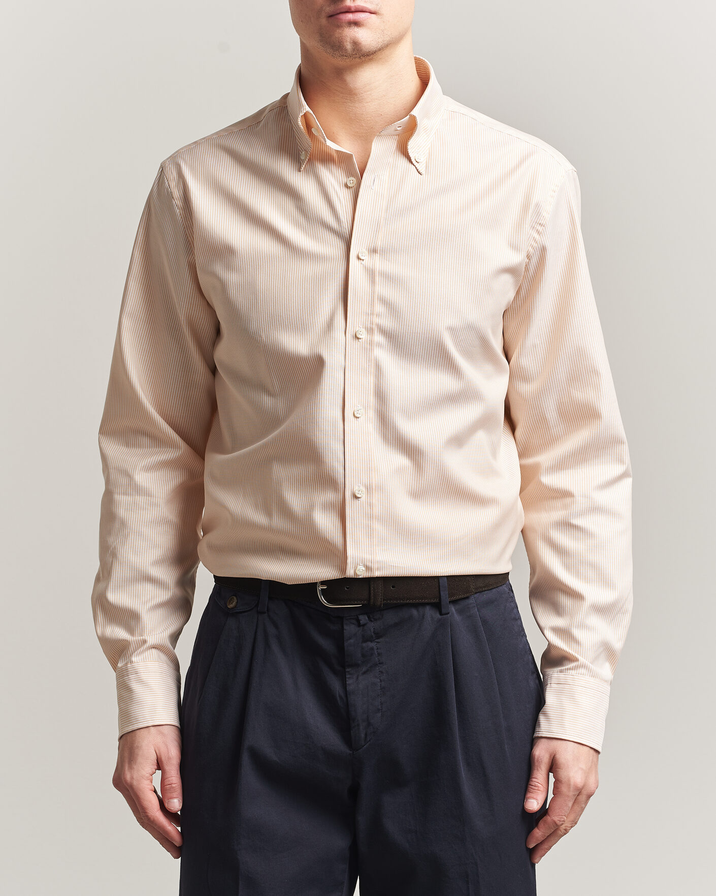 Mies | Kauluspaidat | Stenströms | Regular Fit Thin Striped Oxford Shirt Orange