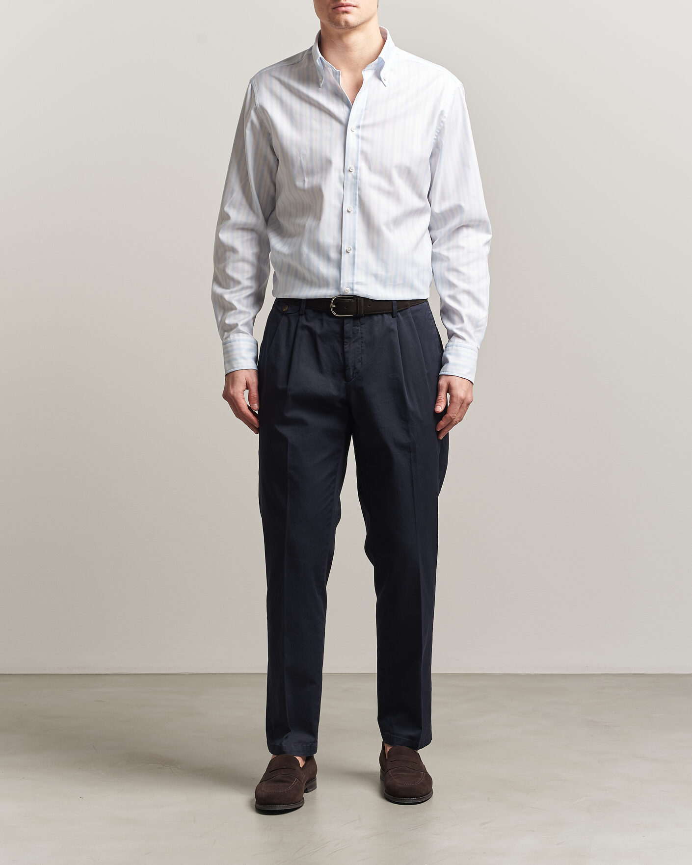 Mies | Kauluspaidat | Stenströms | Regular Fit Striped Oxford Shirt Light Blue
