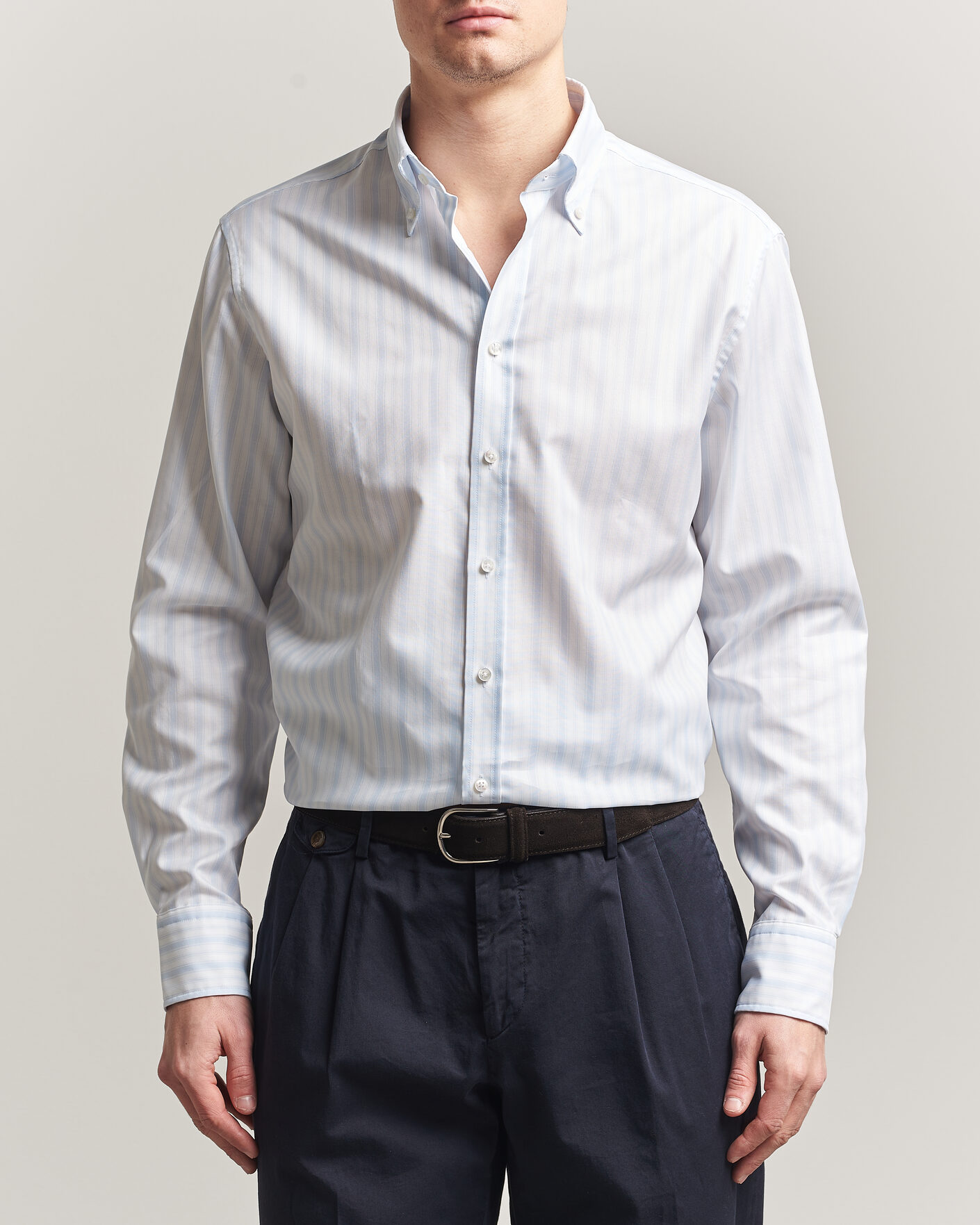 Mies | Kauluspaidat | Stenströms | Regular Fit Striped Oxford Shirt Light Blue