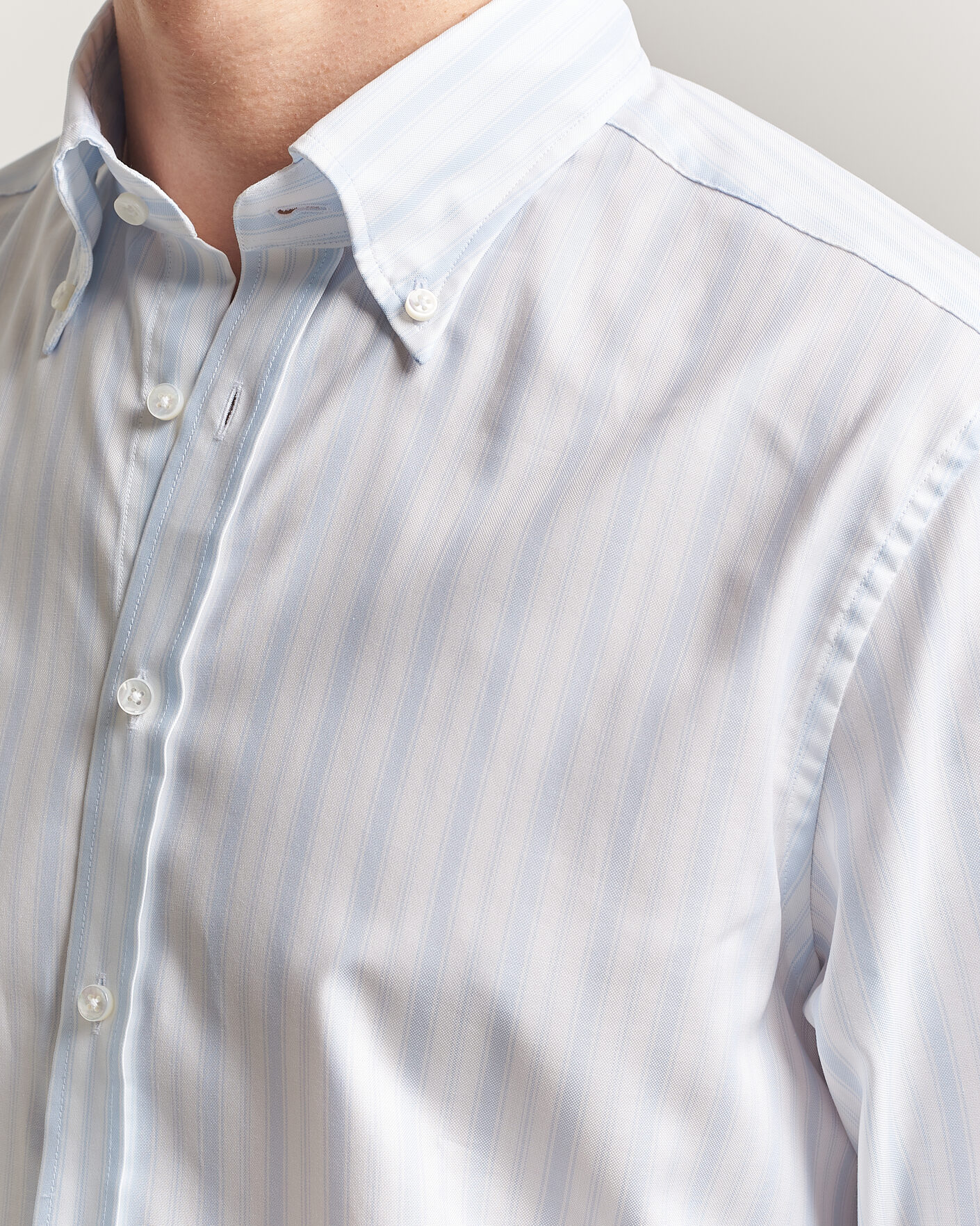 Mies | Kauluspaidat | Stenströms | Regular Fit Striped Oxford Shirt Light Blue