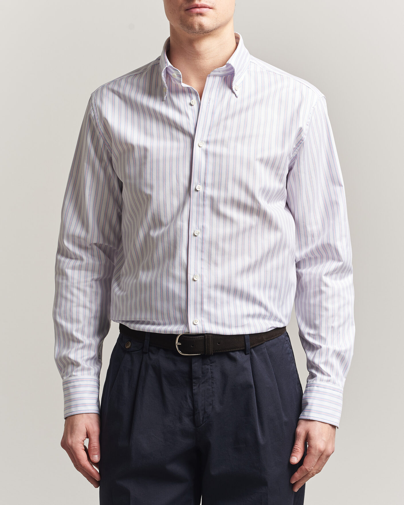 Mies | Kauluspaidat | Stenströms | Regular Fit Multi Striped Oxford Shirt Blue/Pink