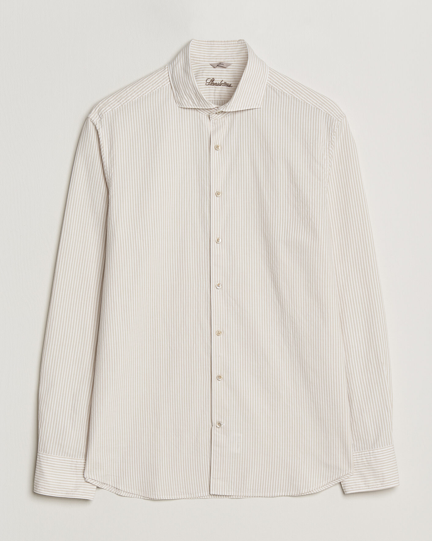 Mies | Kauluspaidat | Stenströms | Regular Fit Structured Stripe Shirt Beige