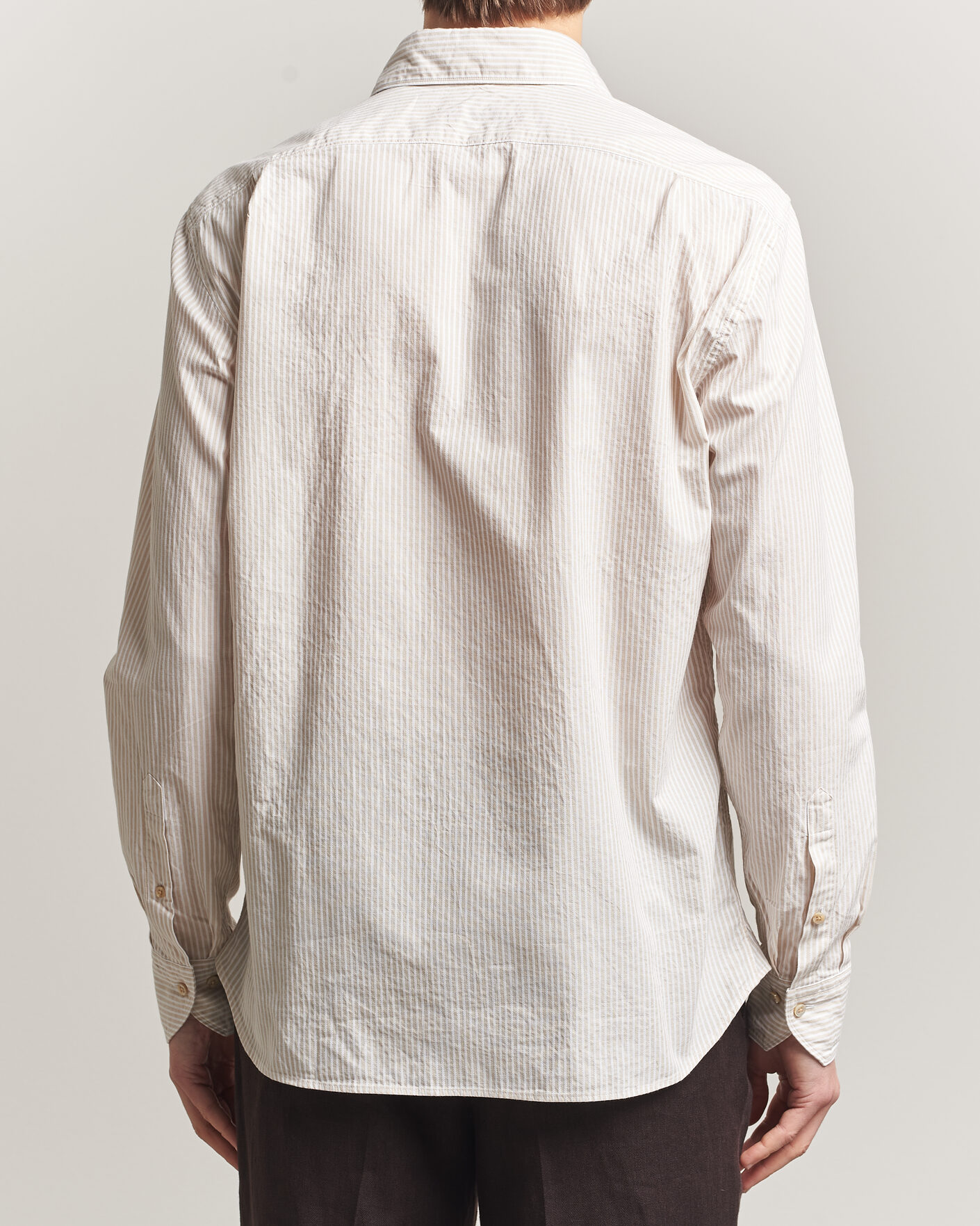 Mies | Kauluspaidat | Stenströms | Regular Fit Structured Stripe Shirt Beige