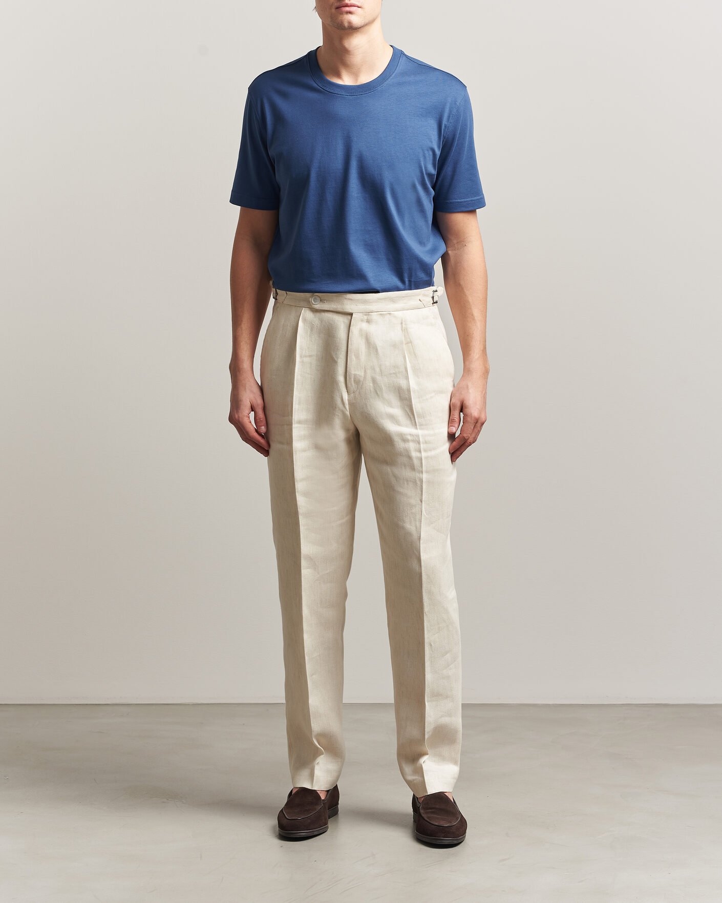 Mies | T-paidat | Eton | Supima Cotton Crew Neck T-Shirt Mid Blue