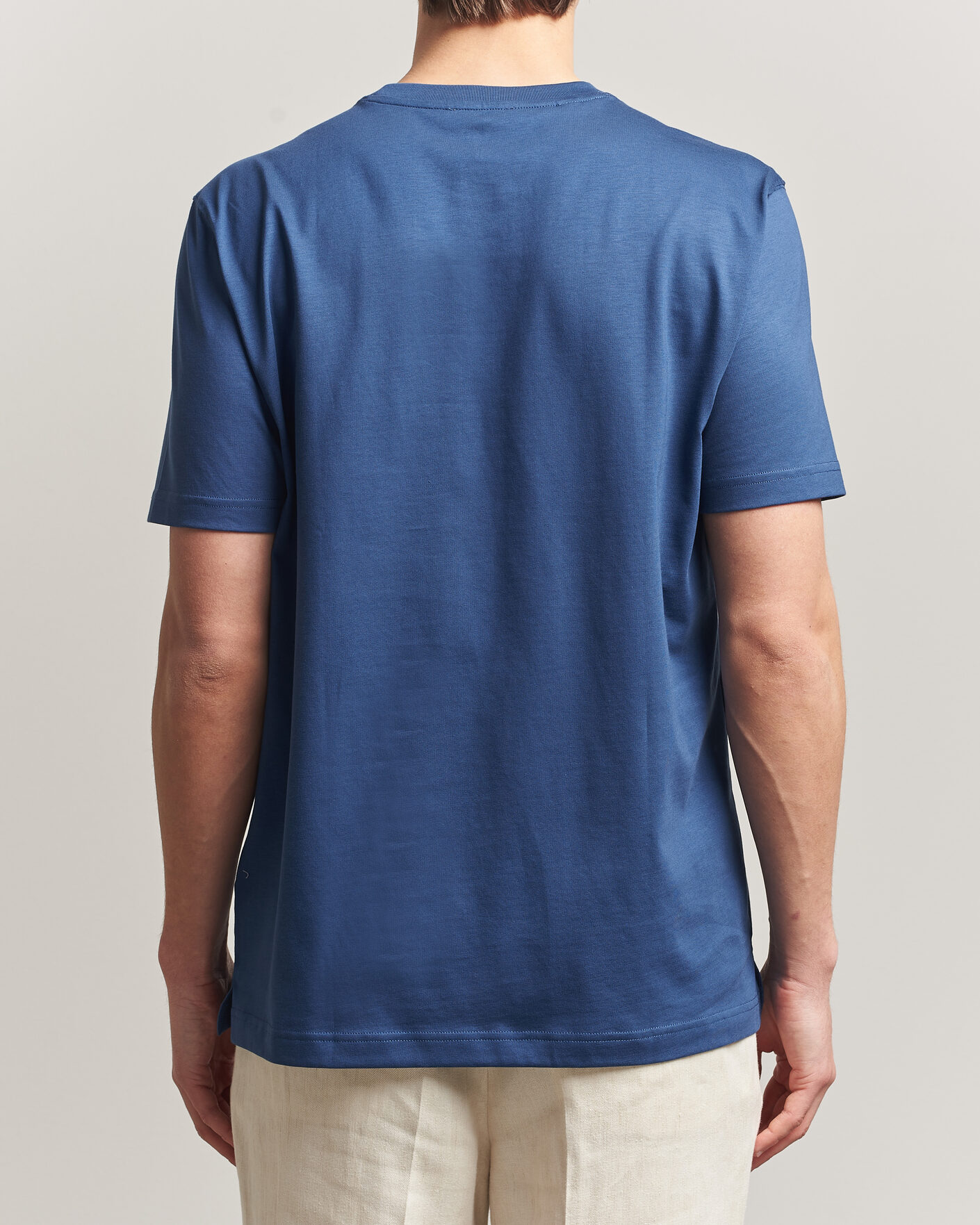 Mies | T-paidat | Eton | Supima Cotton Crew Neck T-Shirt Mid Blue