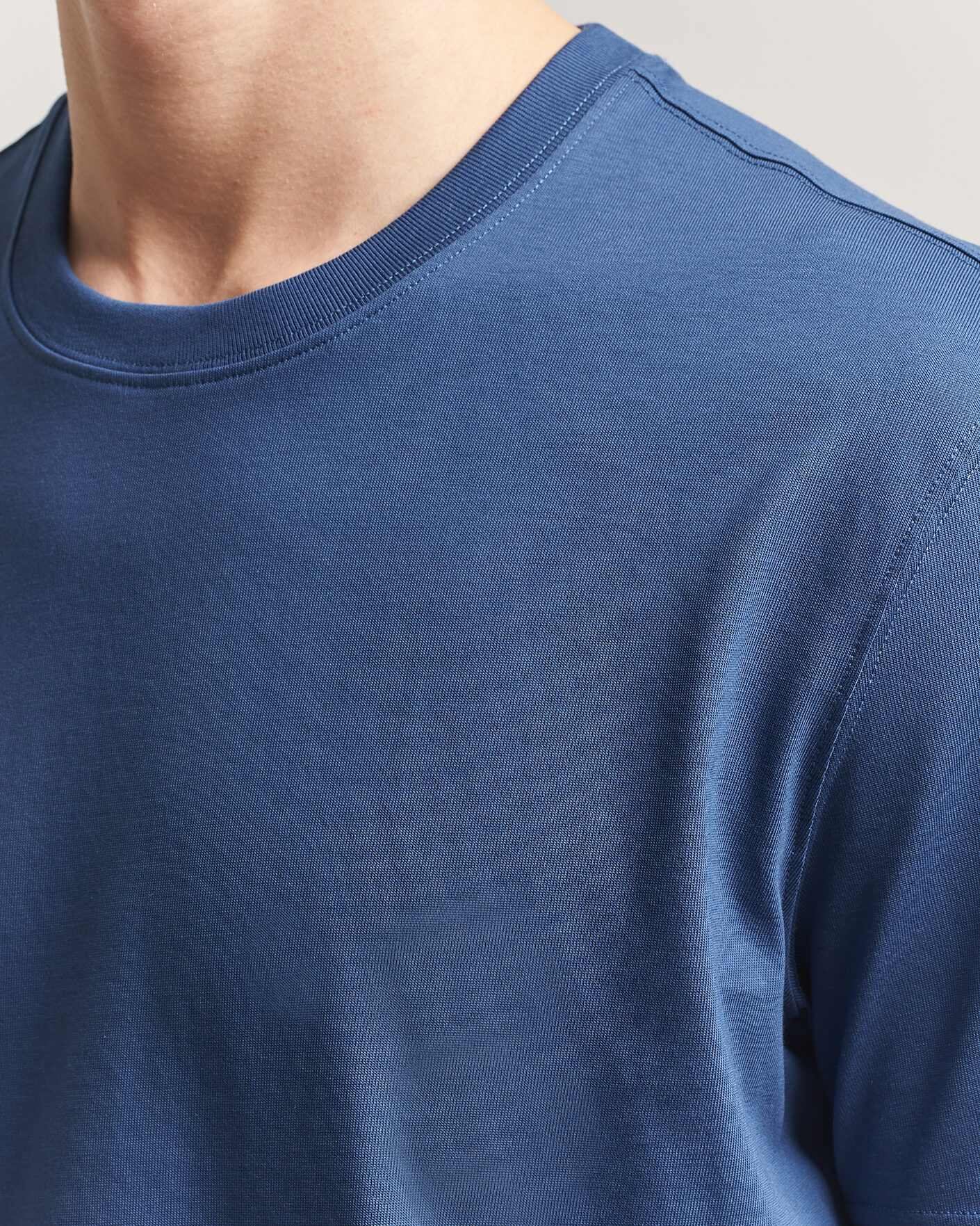 Mies | T-paidat | Eton | Supima Cotton Crew Neck T-Shirt Mid Blue