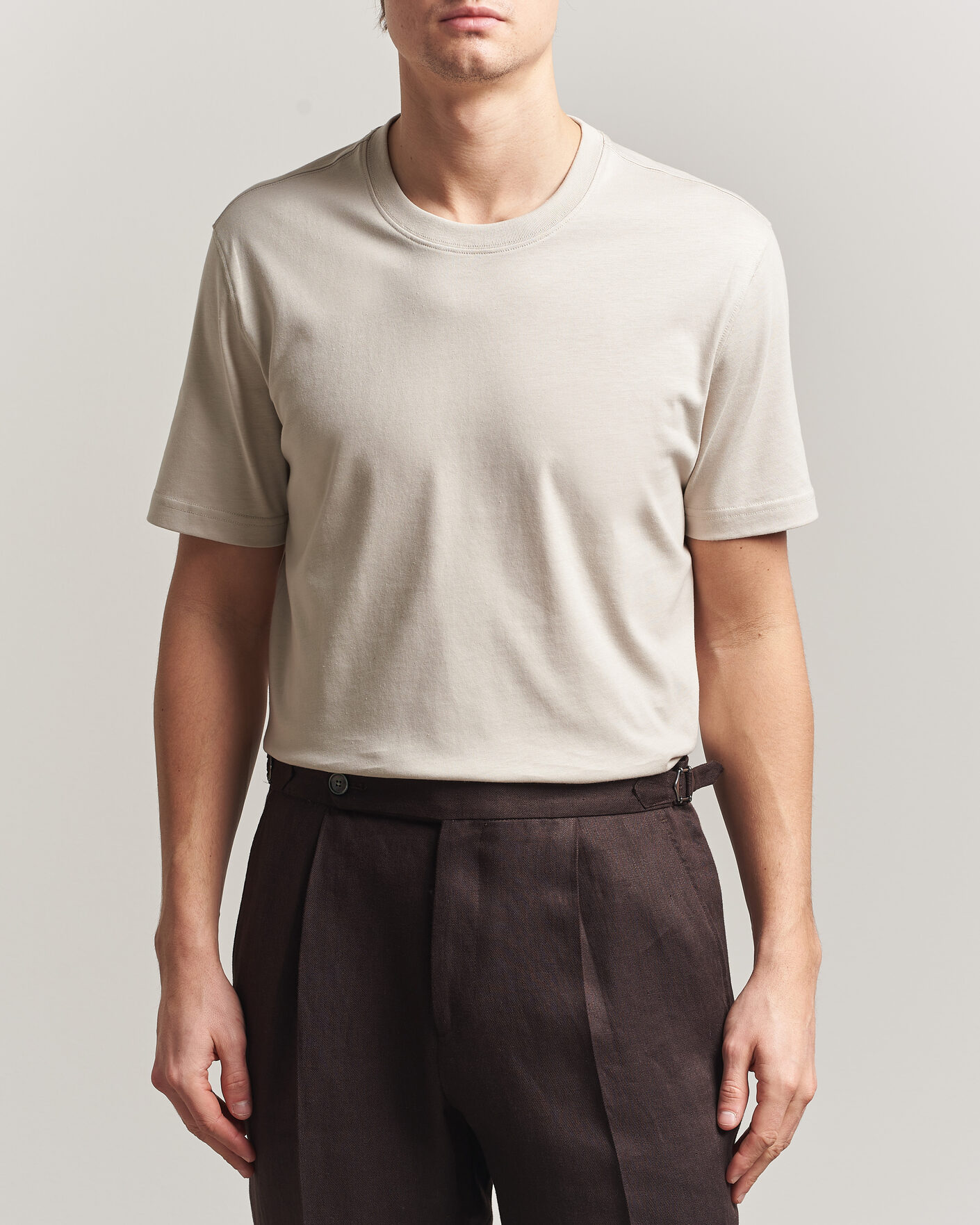Mies | T-paidat | Eton | Supima Cotton Crew Neck T-Shirt Beige