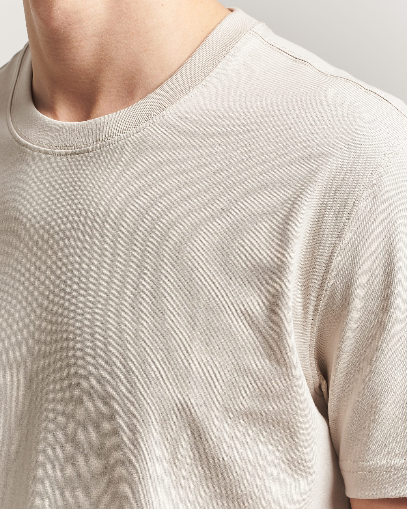 Mies | T-paidat | Eton | Supima Cotton Crew Neck T-Shirt Beige