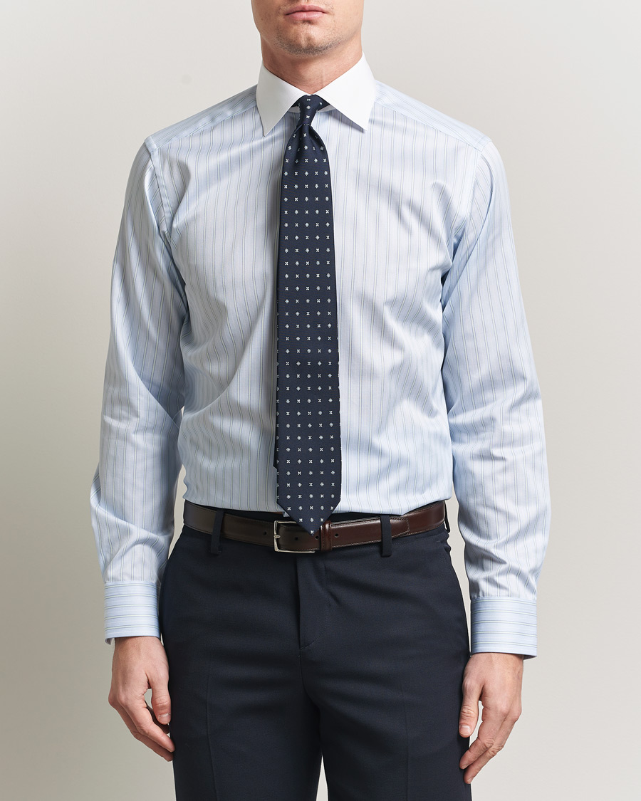 Mies | Kauluspaidat | Eton | Slim Fit Signature Twill Striped Shirt Light Blue