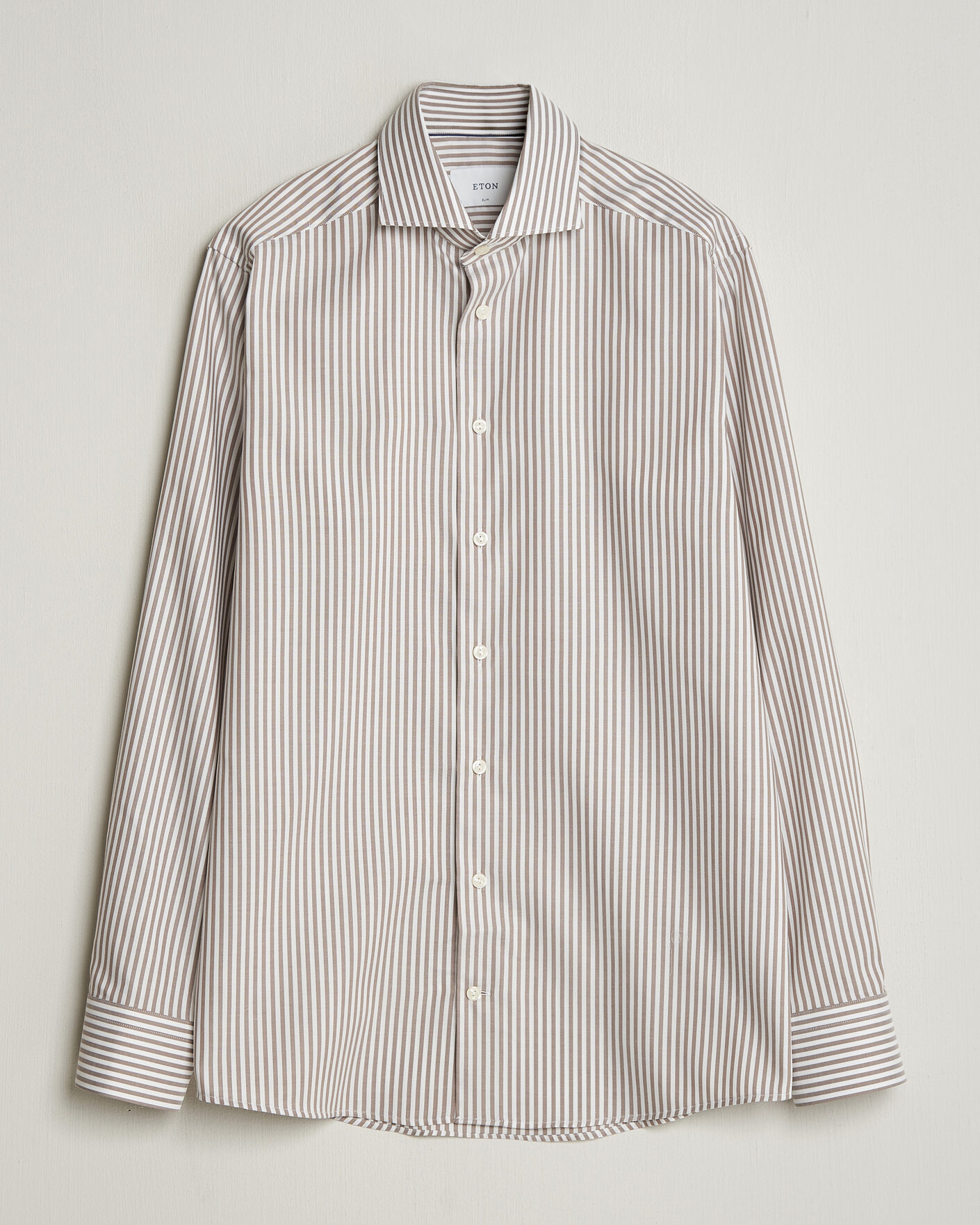 Mies | Kauluspaidat | Eton | Slim Fit Signature Oxford Striped Shirt Beige
