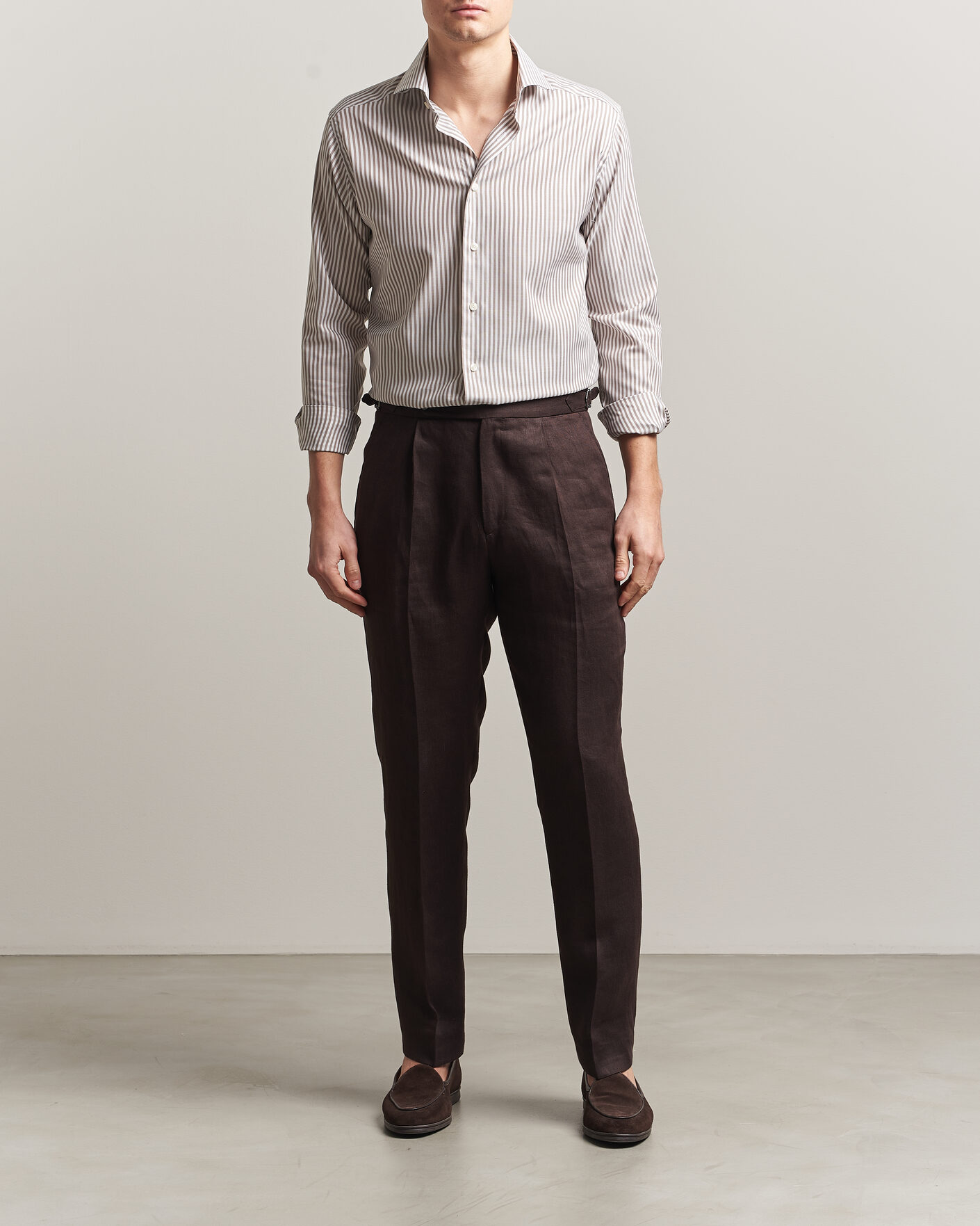 Mies | Kauluspaidat | Eton | Slim Fit Signature Oxford Striped Shirt Beige