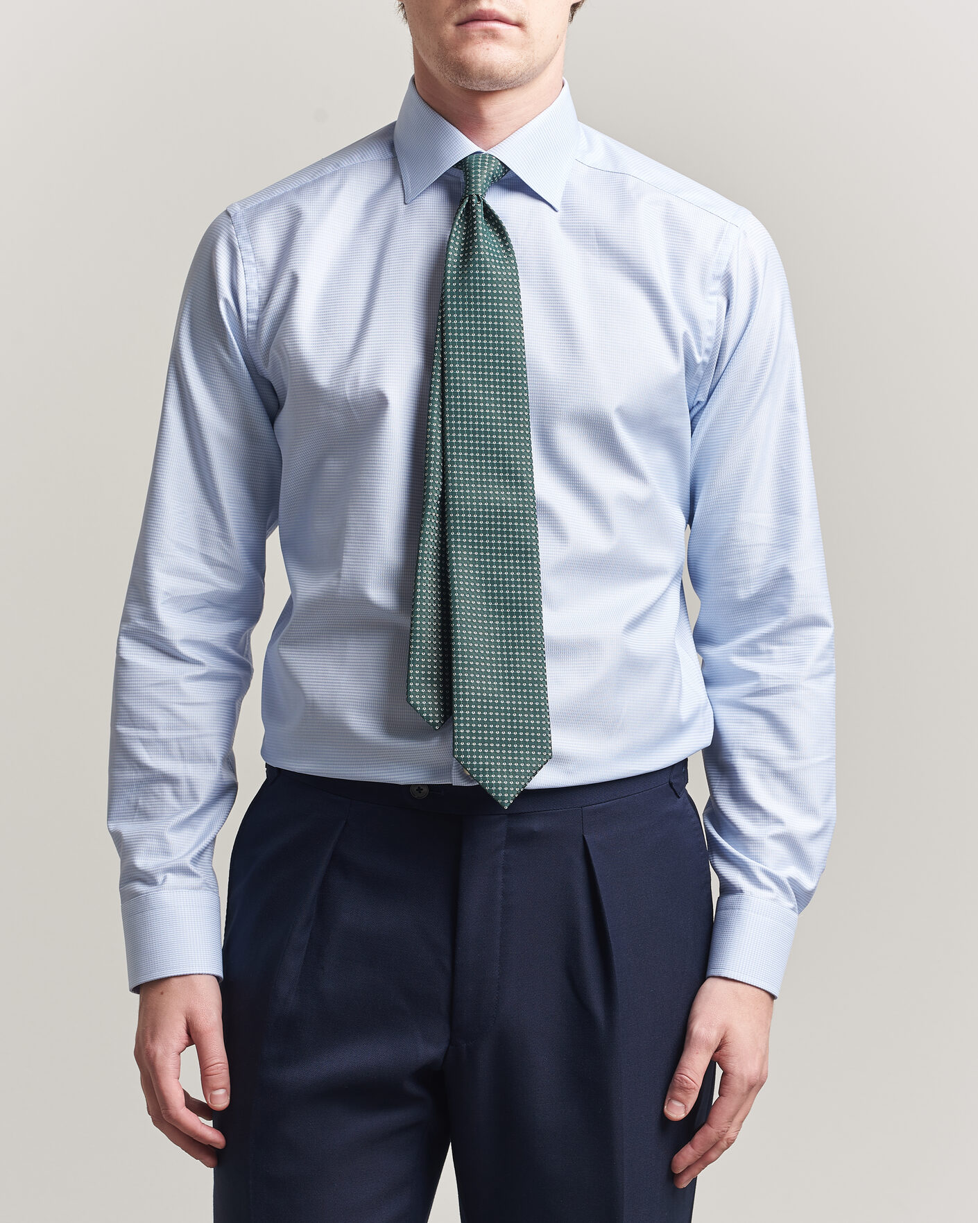 Mies | Kauluspaidat | Eton | Slim Fit Signature Twill Houndstooth Shirt Light Blue