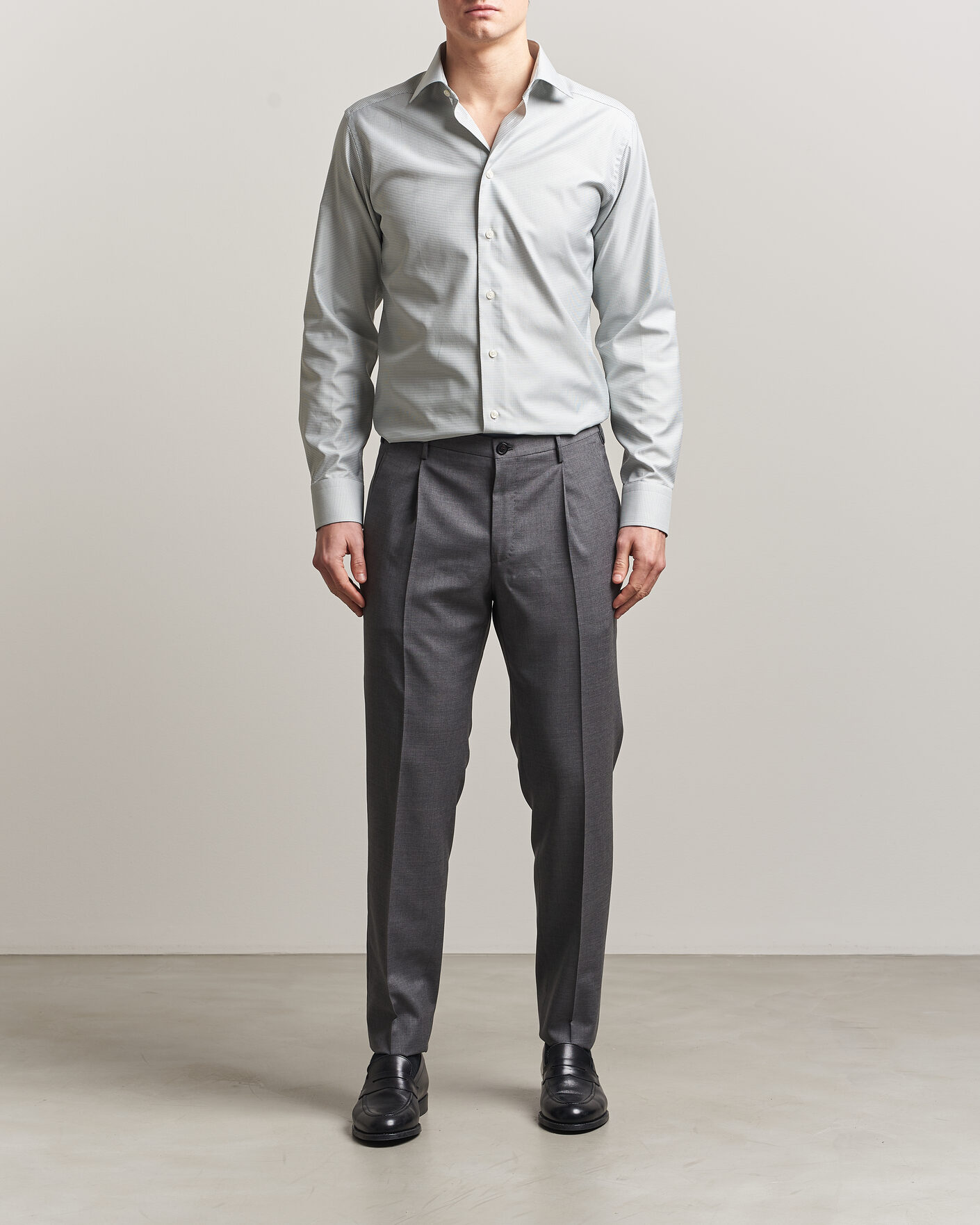 Mies | Kauluspaidat | Eton | Slim Fit Signature Twill Houndstooth Shirt Light Green