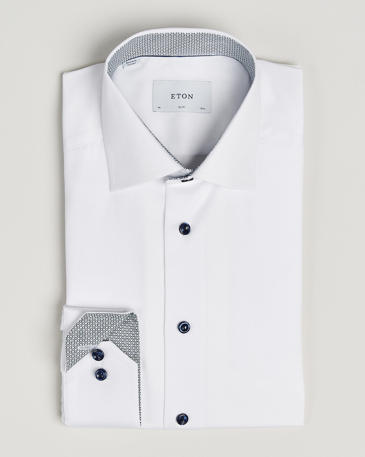 Mies | Kauluspaidat | Eton | Slim Fit Signature Twill Contrast Shirt White