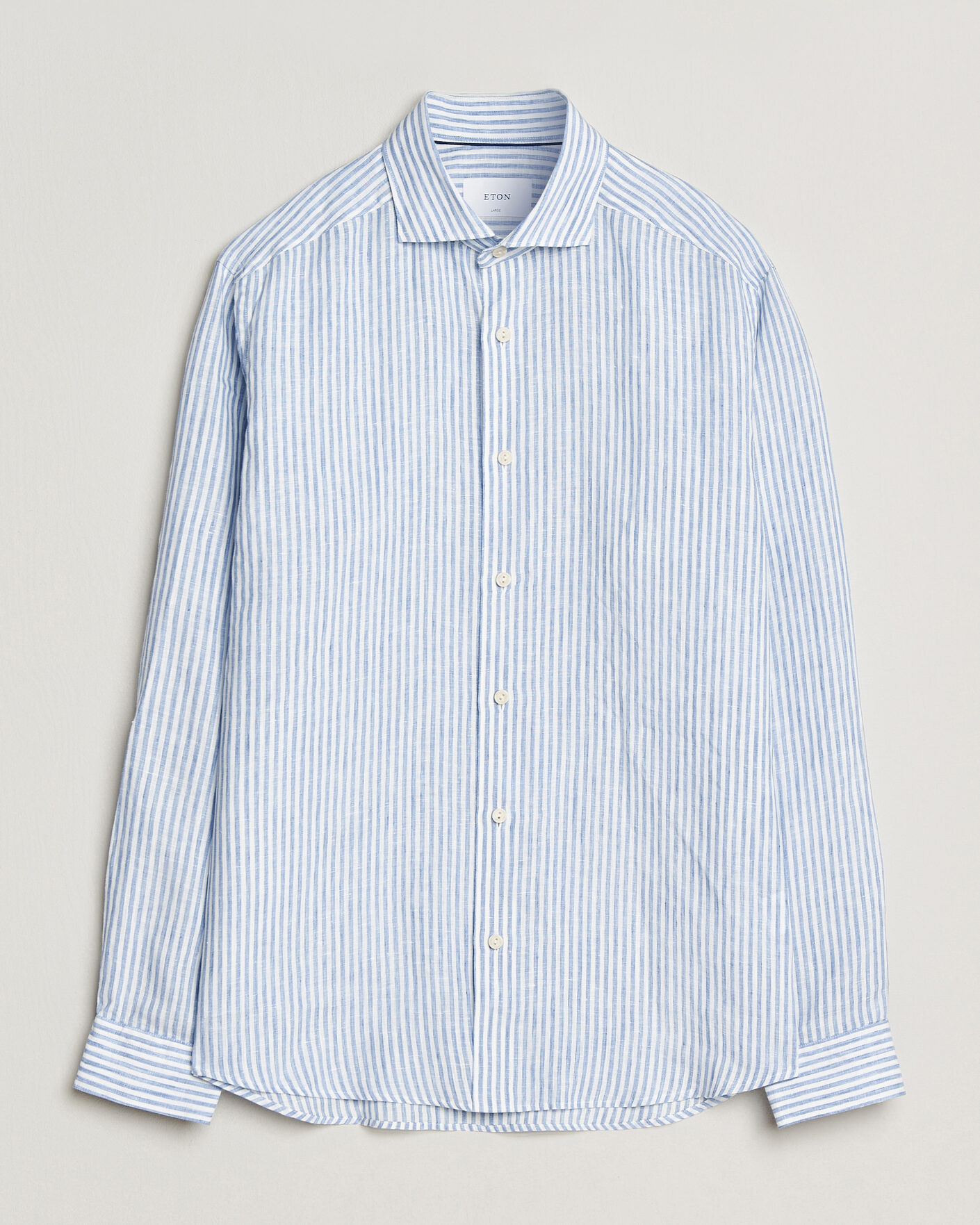 Mies | Kauluspaidat | Eton | Casual Fit Striped Linen Shirt Light Blue