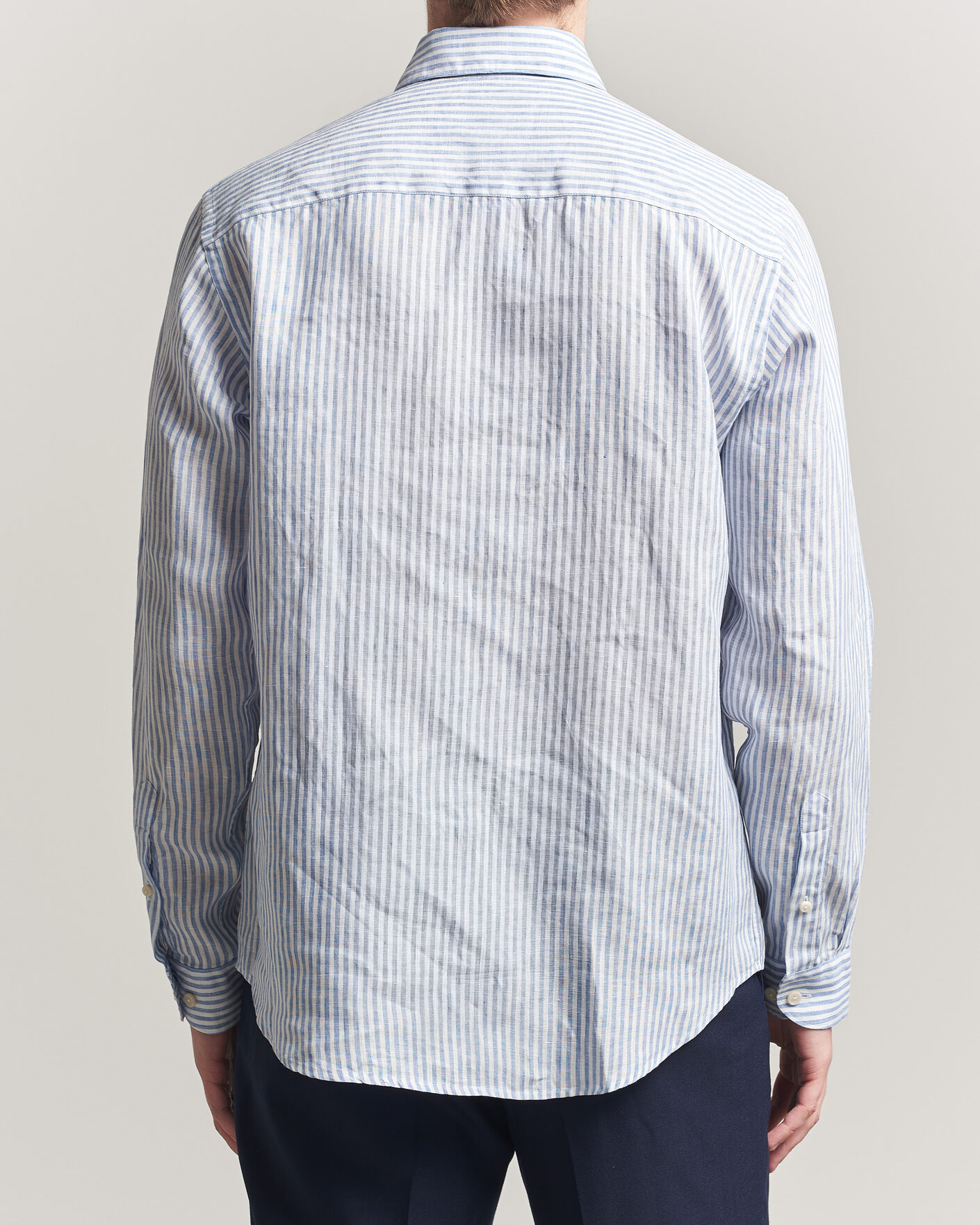 Mies | Kauluspaidat | Eton | Casual Fit Striped Linen Shirt Light Blue