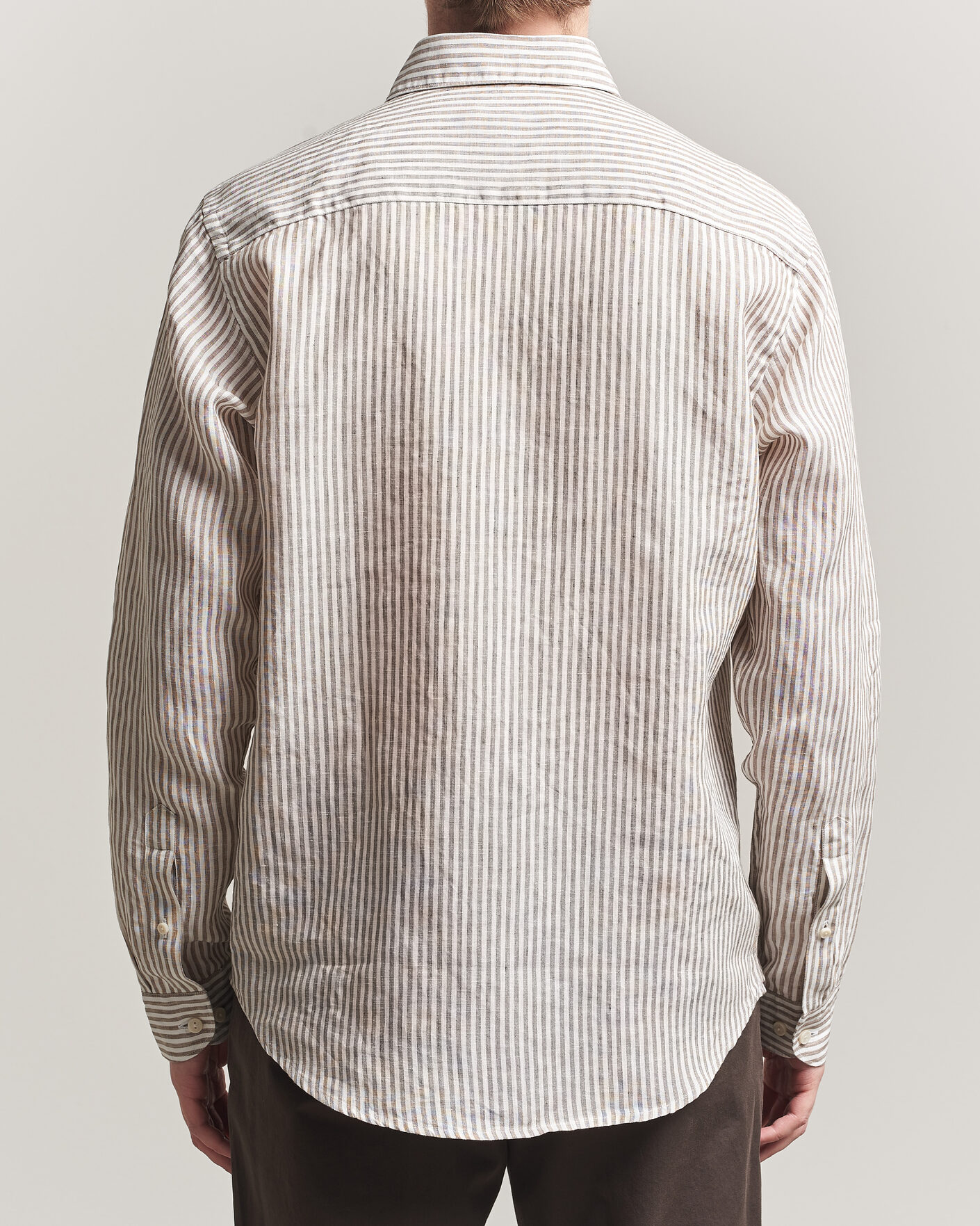 Mies | Kauluspaidat | Eton | Casual Fit Striped Linen Shirt Beige