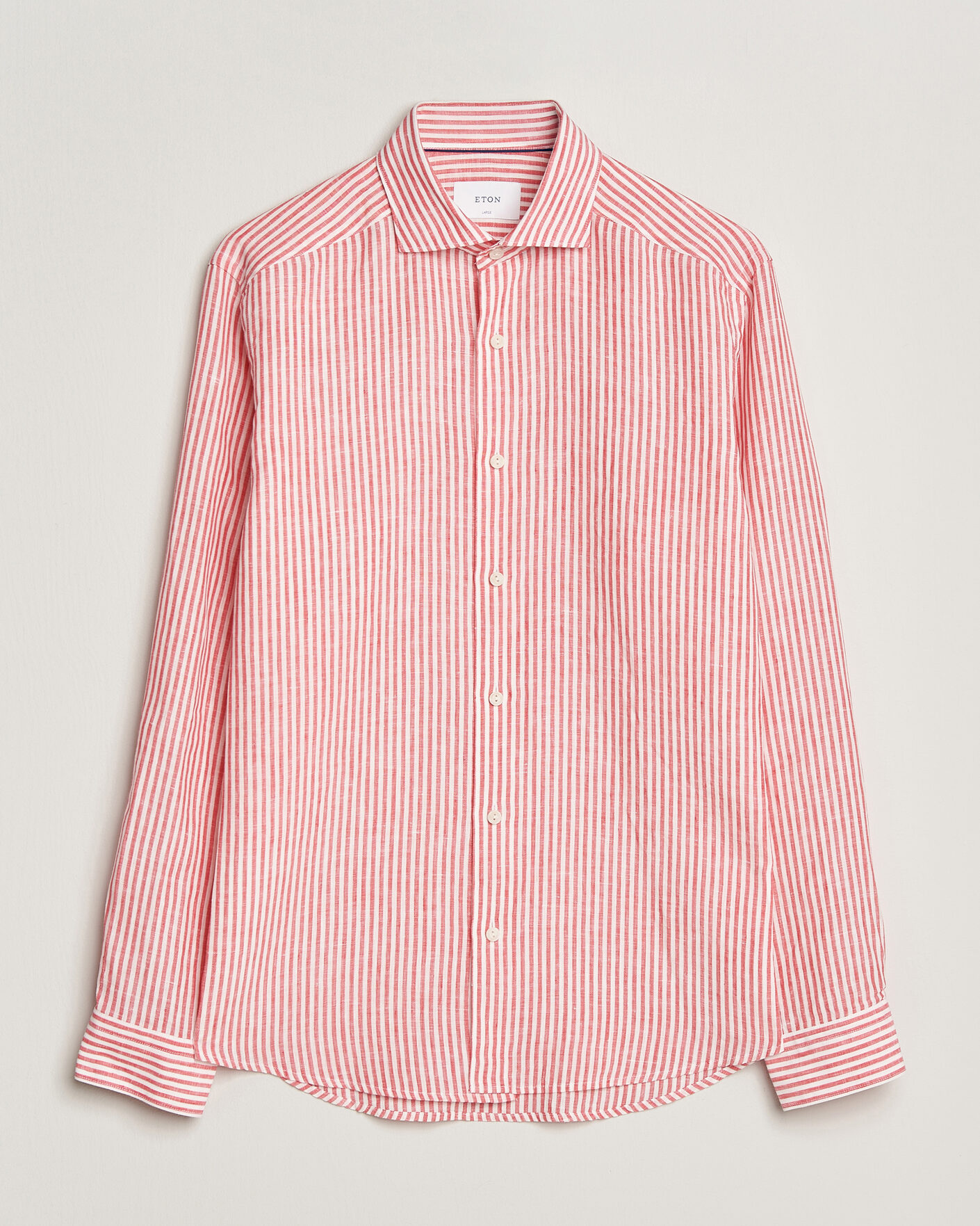 Mies | Kauluspaidat | Eton | Casual Fit Striped Linen Shirt Red