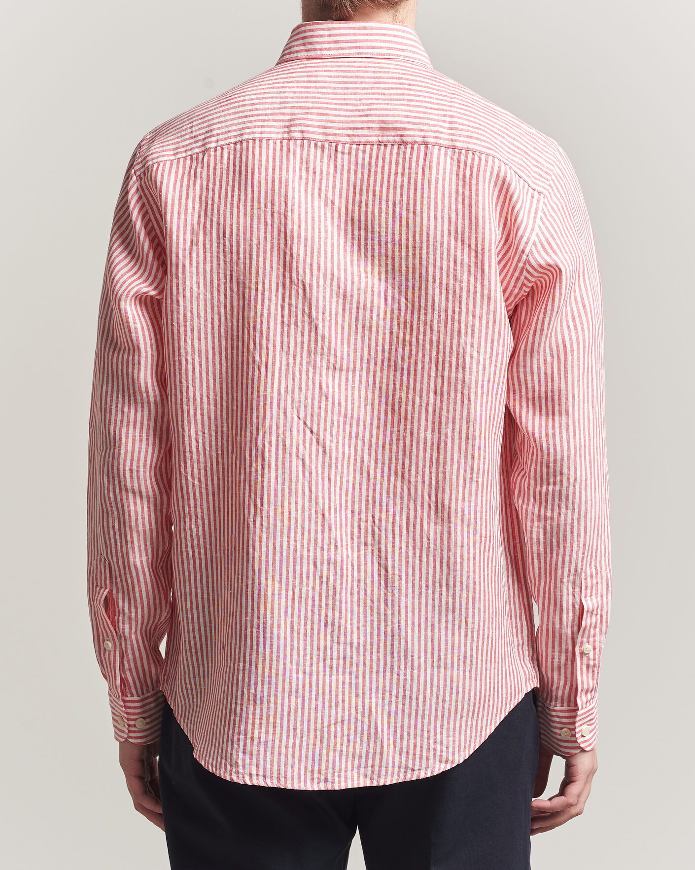 Mies | Kauluspaidat | Eton | Casual Fit Striped Linen Shirt Red