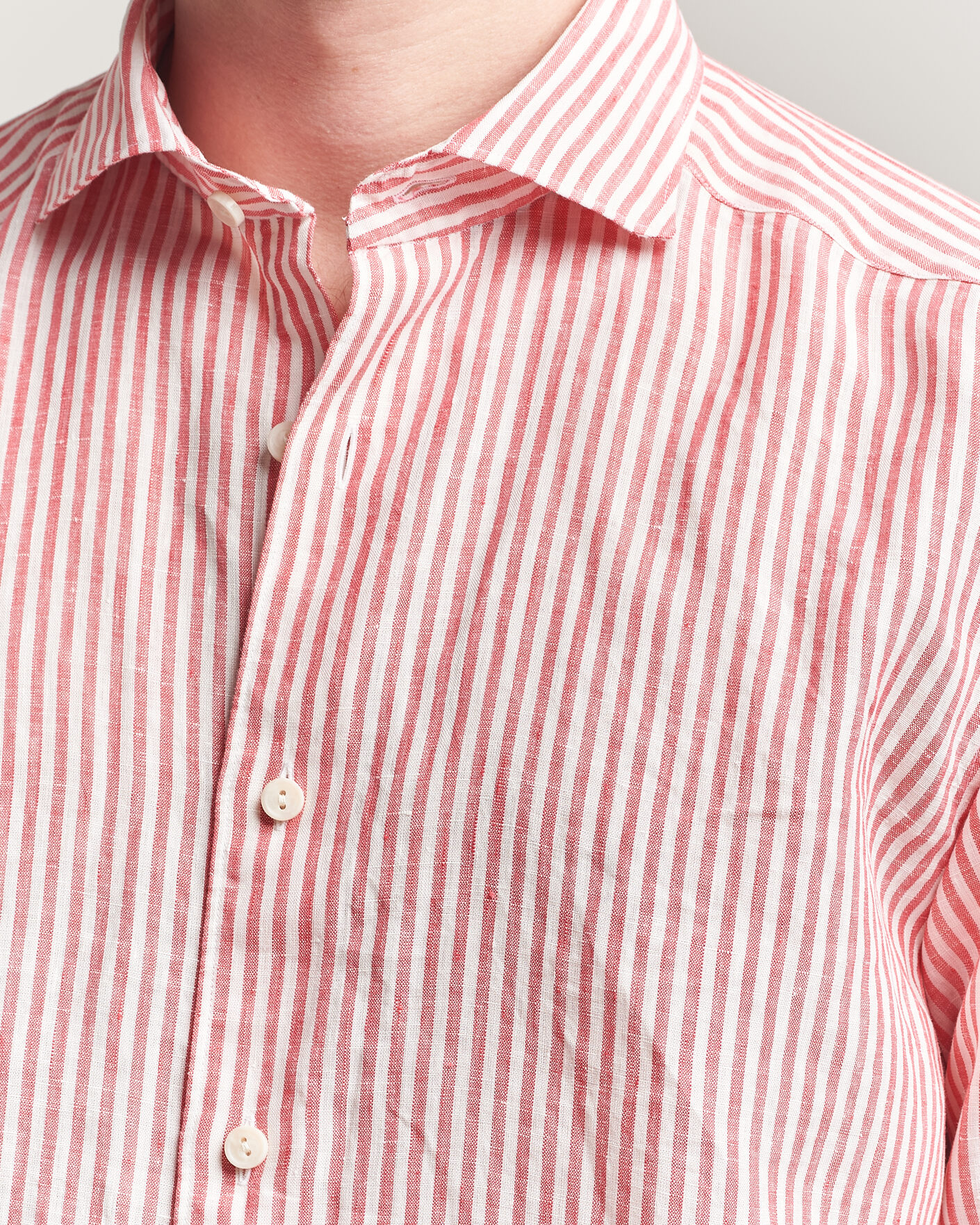 Mies | Kauluspaidat | Eton | Casual Fit Striped Linen Shirt Red