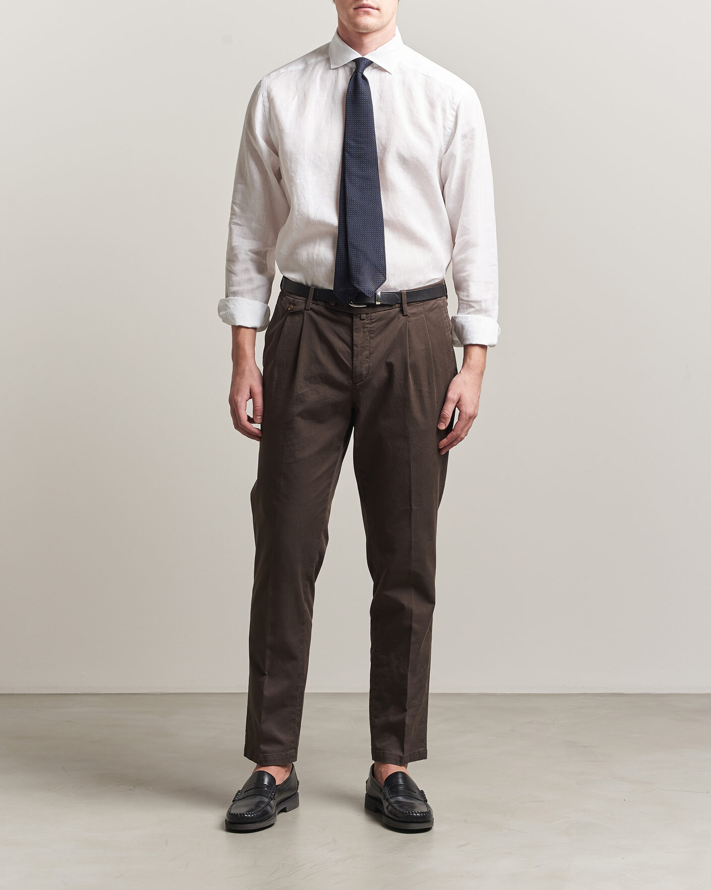 Mies | Kauluspaidat | Eton | Casual Fit Linen Shirt White