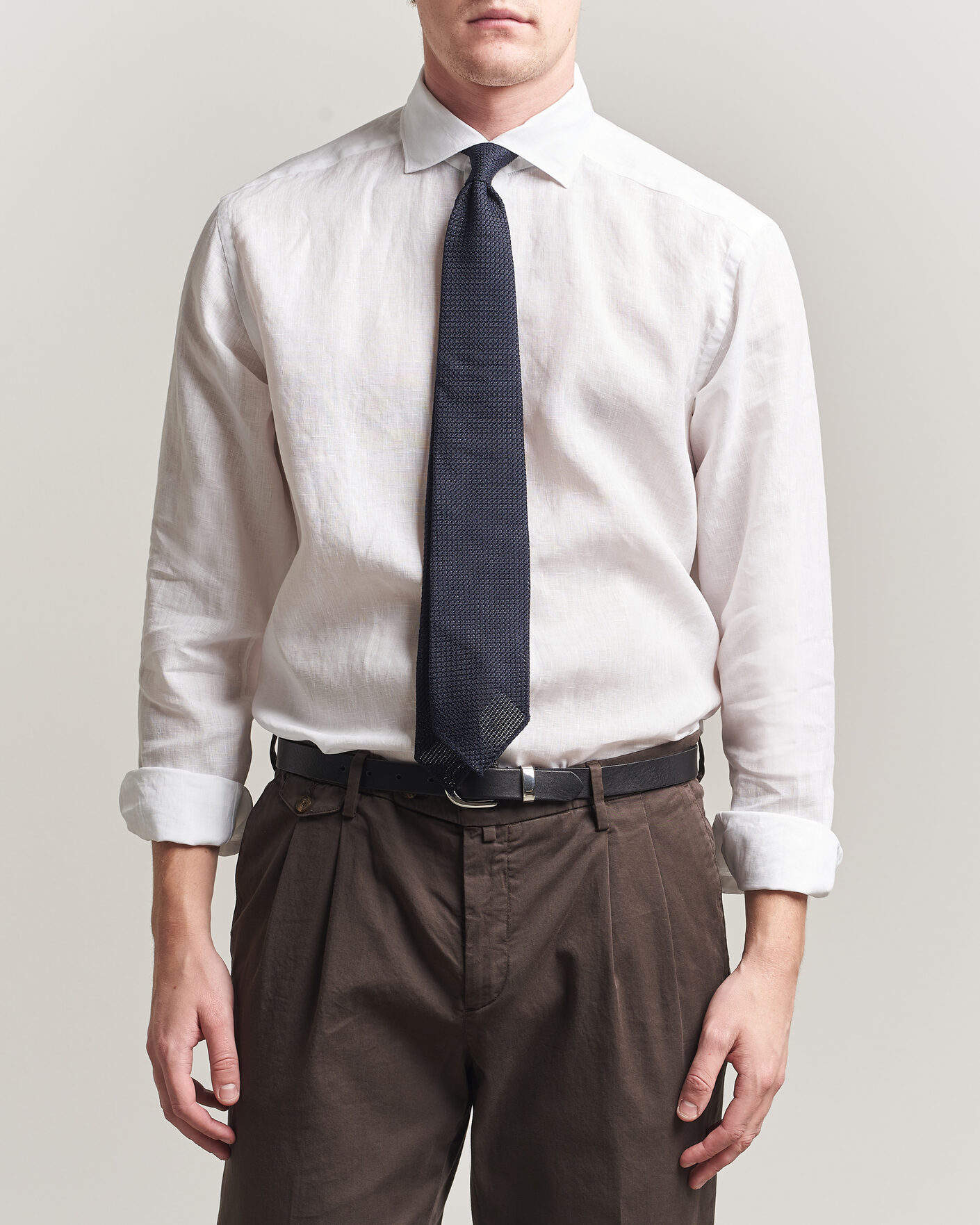 Mies | Kauluspaidat | Eton | Casual Fit Linen Shirt White