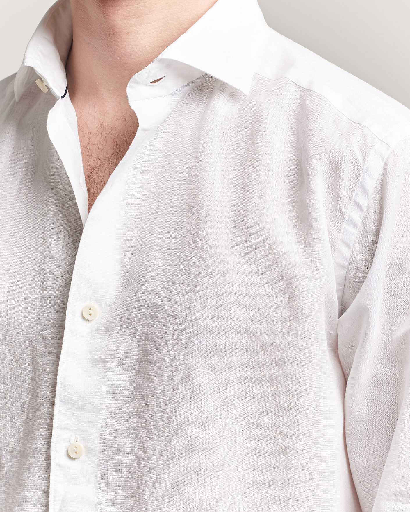 Mies | Kauluspaidat | Eton | Casual Fit Linen Shirt White