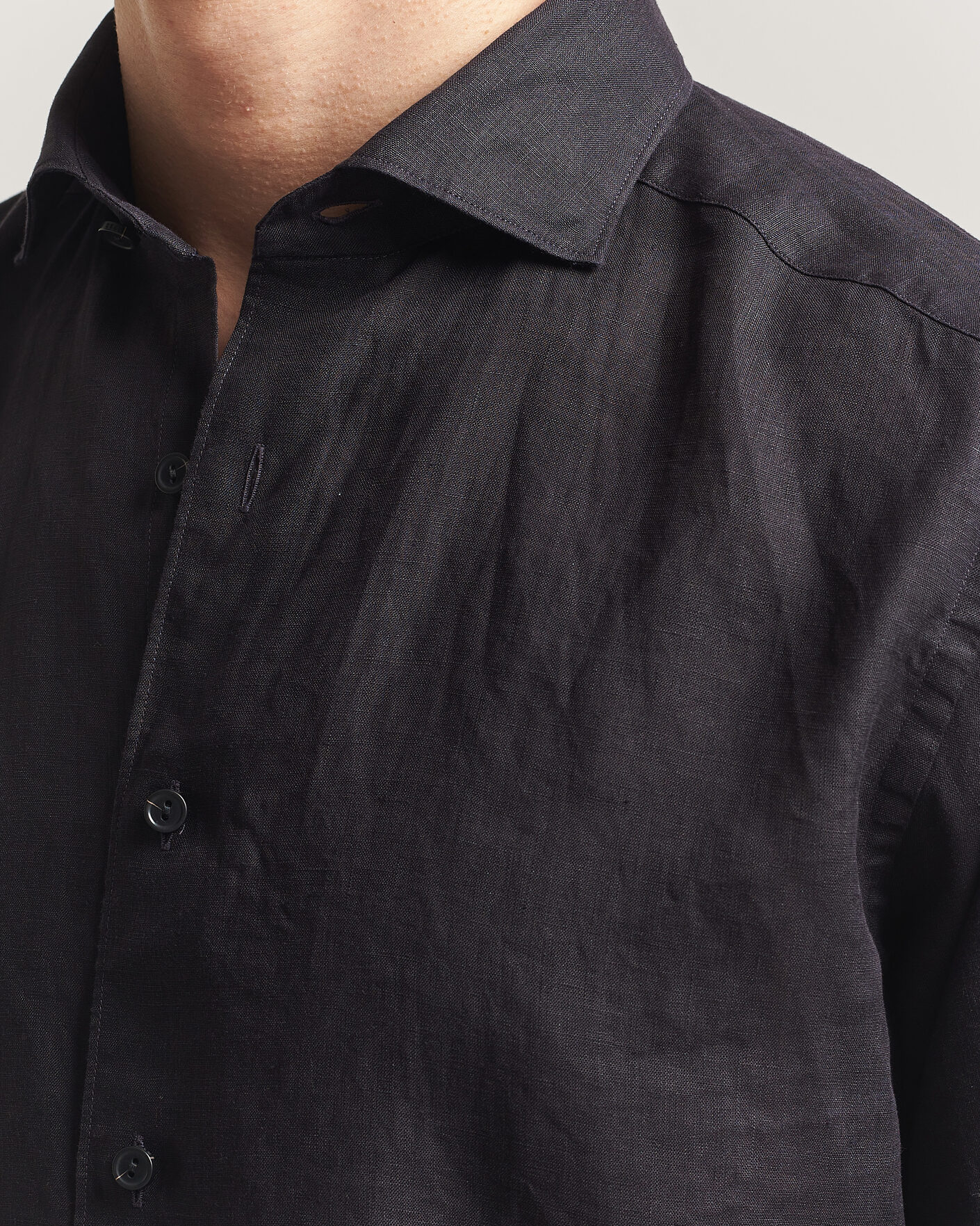 Mies | Kauluspaidat | Eton | Casual Fit Linen Shirt Black