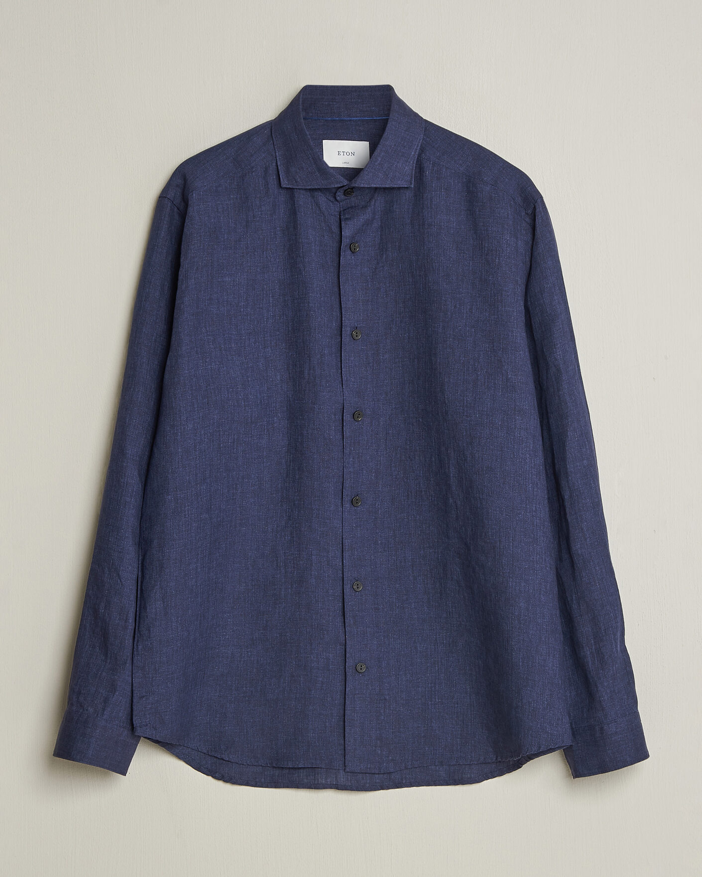 Mies | Kauluspaidat | Eton | Casual Fit Linen Shirt Navy Blue