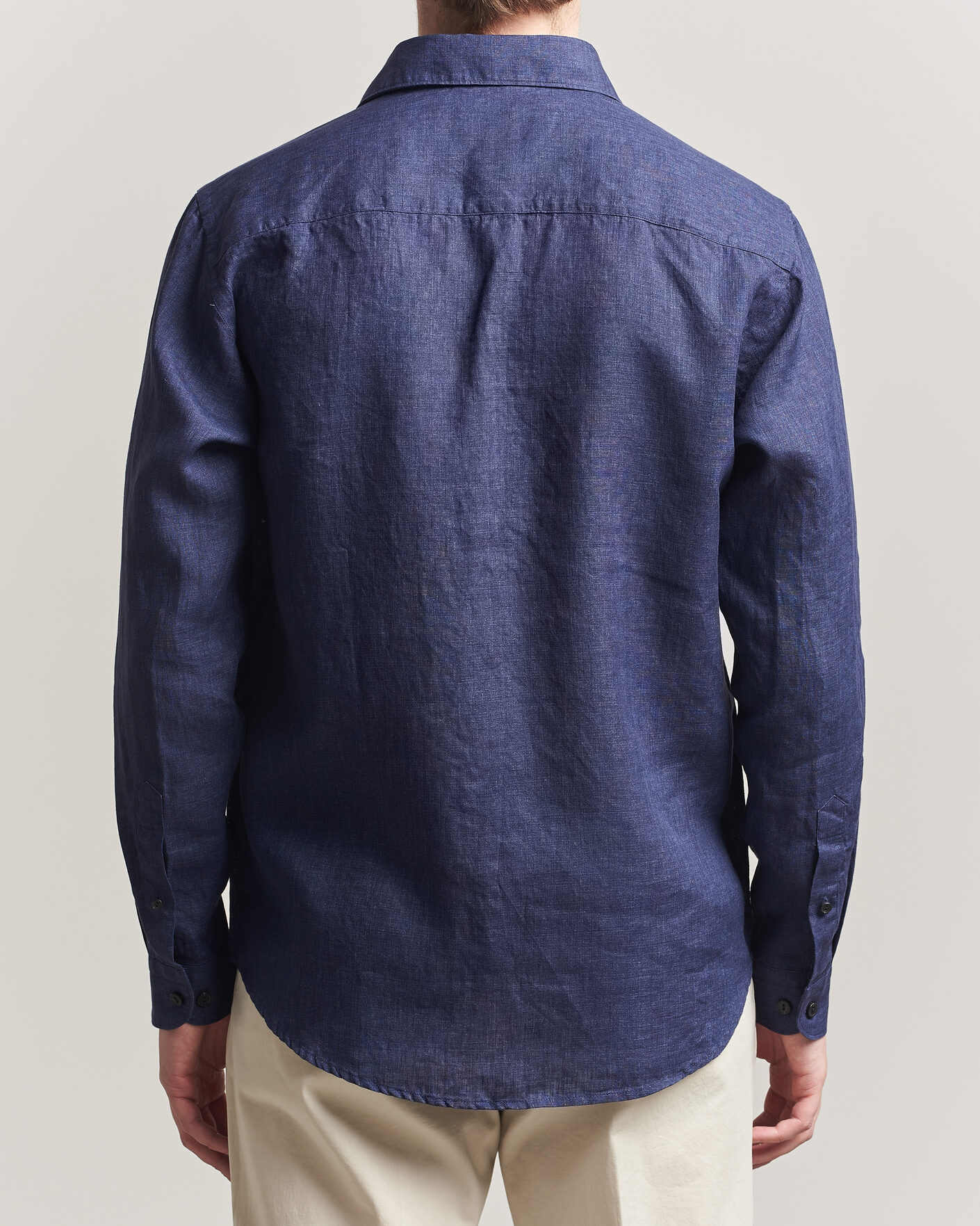 Mies | Kauluspaidat | Eton | Casual Fit Linen Shirt Navy Blue