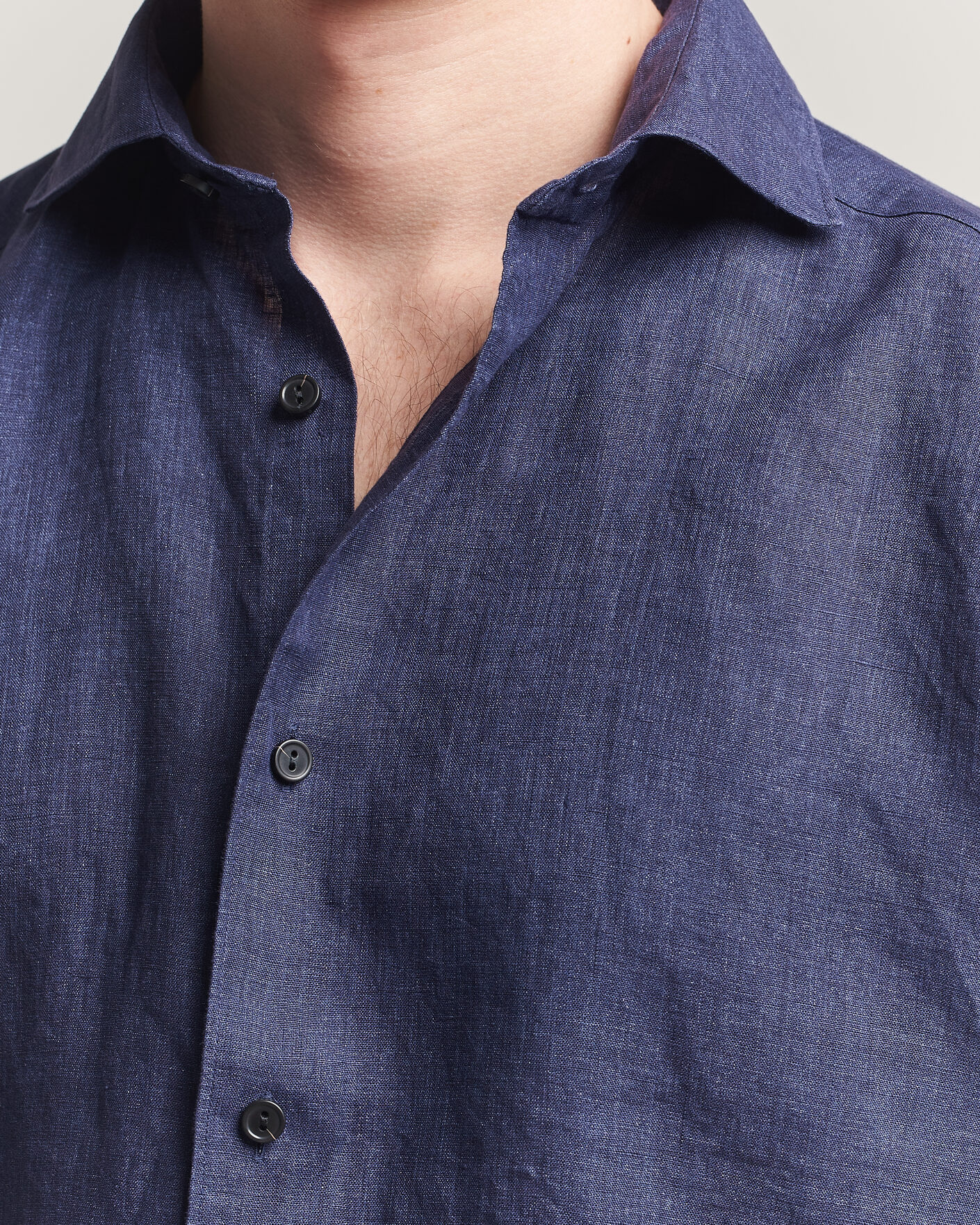 Mies | Kauluspaidat | Eton | Casual Fit Linen Shirt Navy Blue