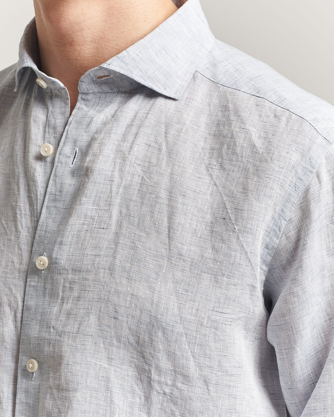 Mies | Kauluspaidat | Eton | Casual Fit Linen Shirt Light Blue