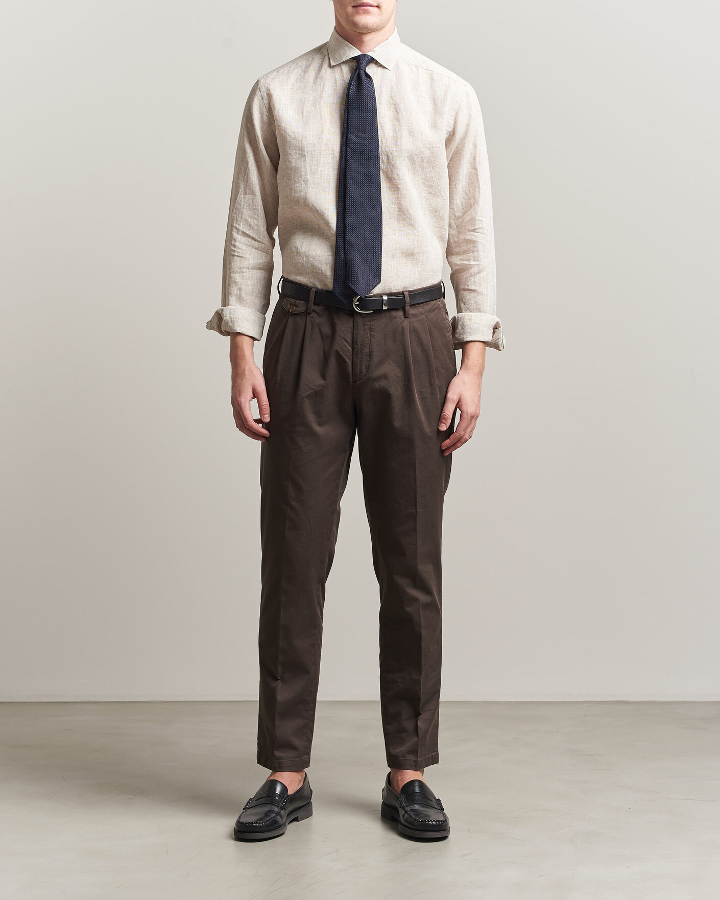 Mies | Kauluspaidat | Eton | Casual Fit Linen Shirt Beige