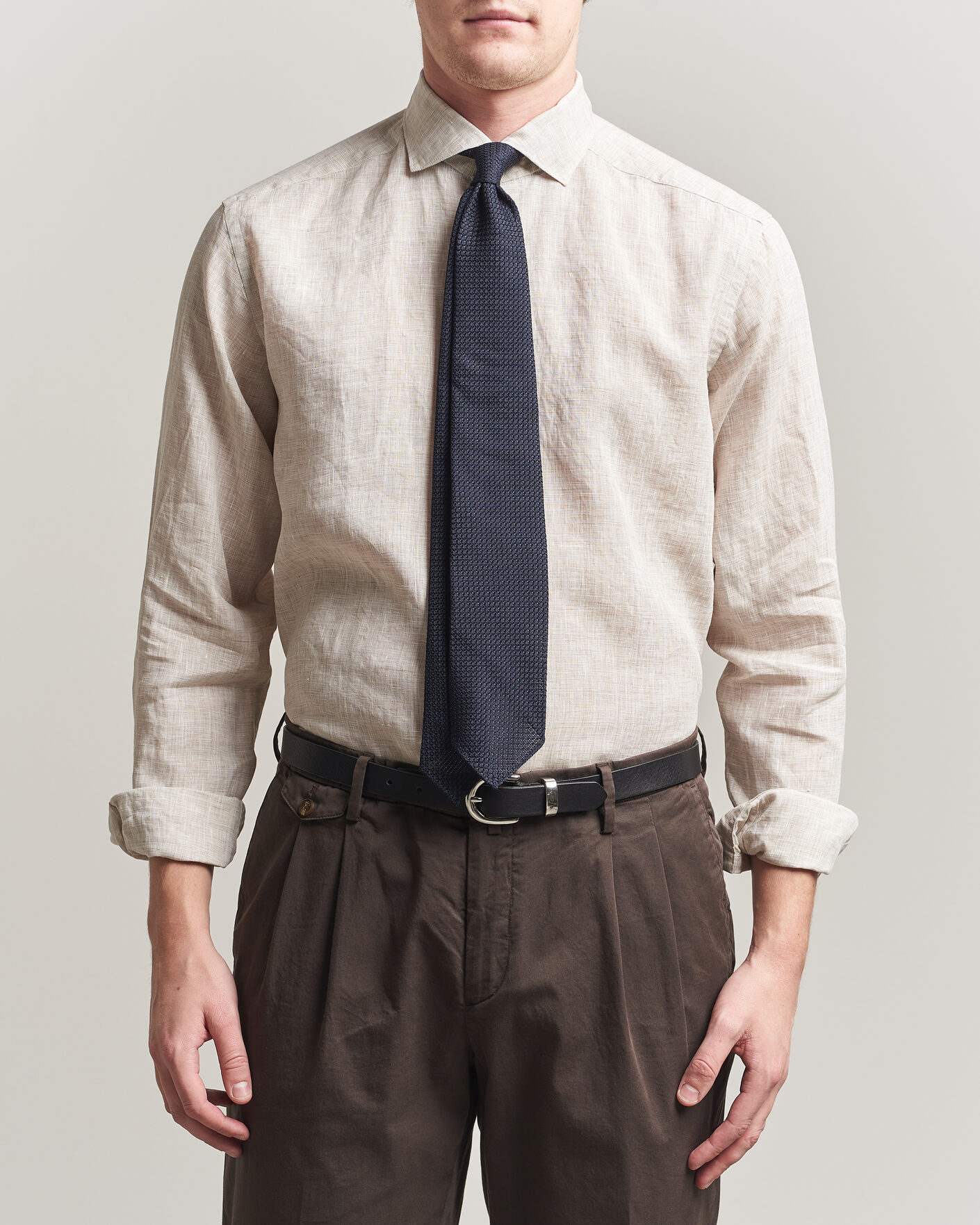 Mies | Kauluspaidat | Eton | Casual Fit Linen Shirt Beige