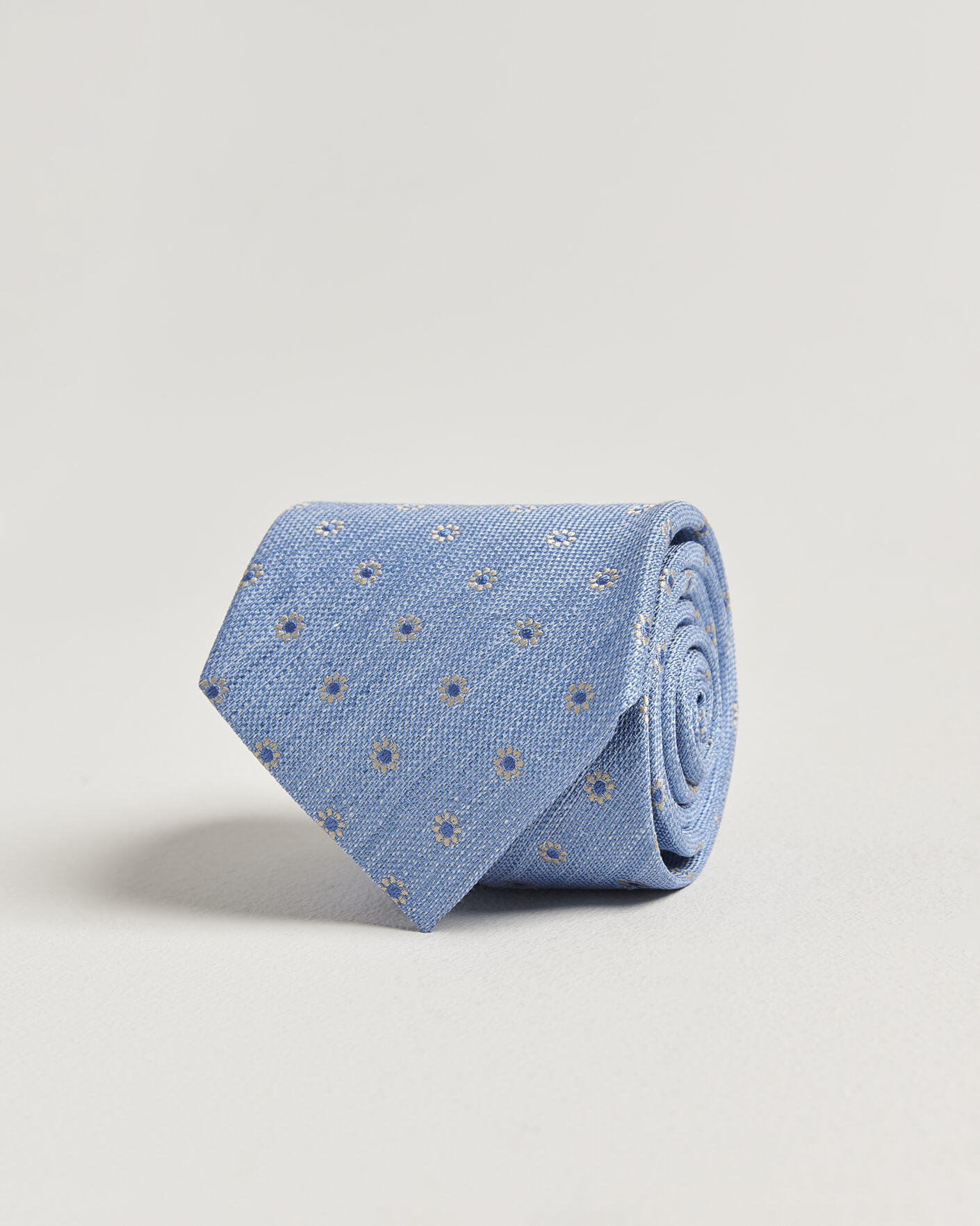 Mies | Solmiot | Eton | Floral Linen Silk Tie Light Blue