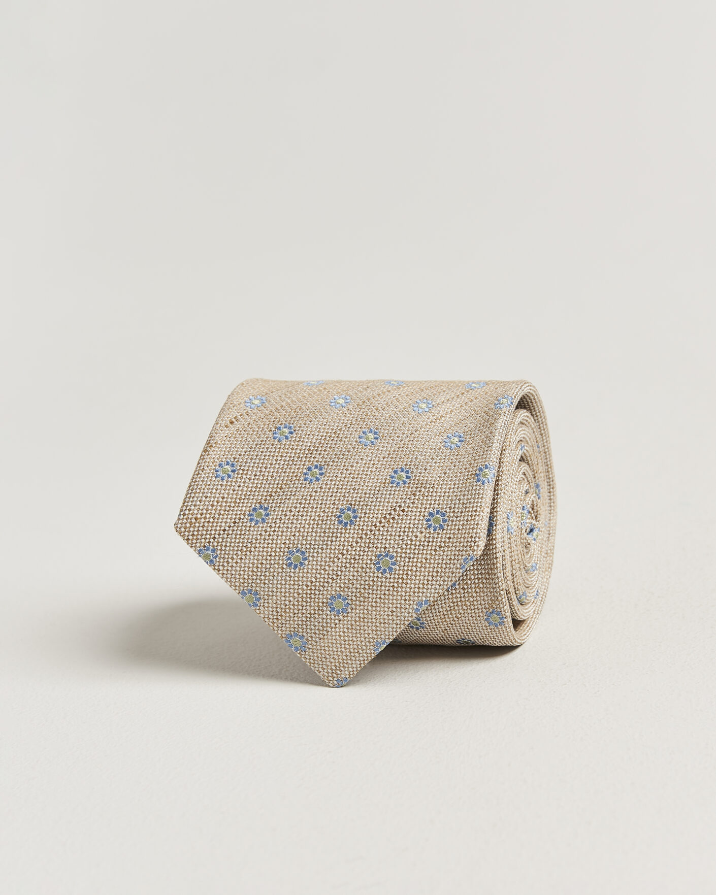 Mies | Solmiot | Eton | Floral Linen Silk Tie Beige