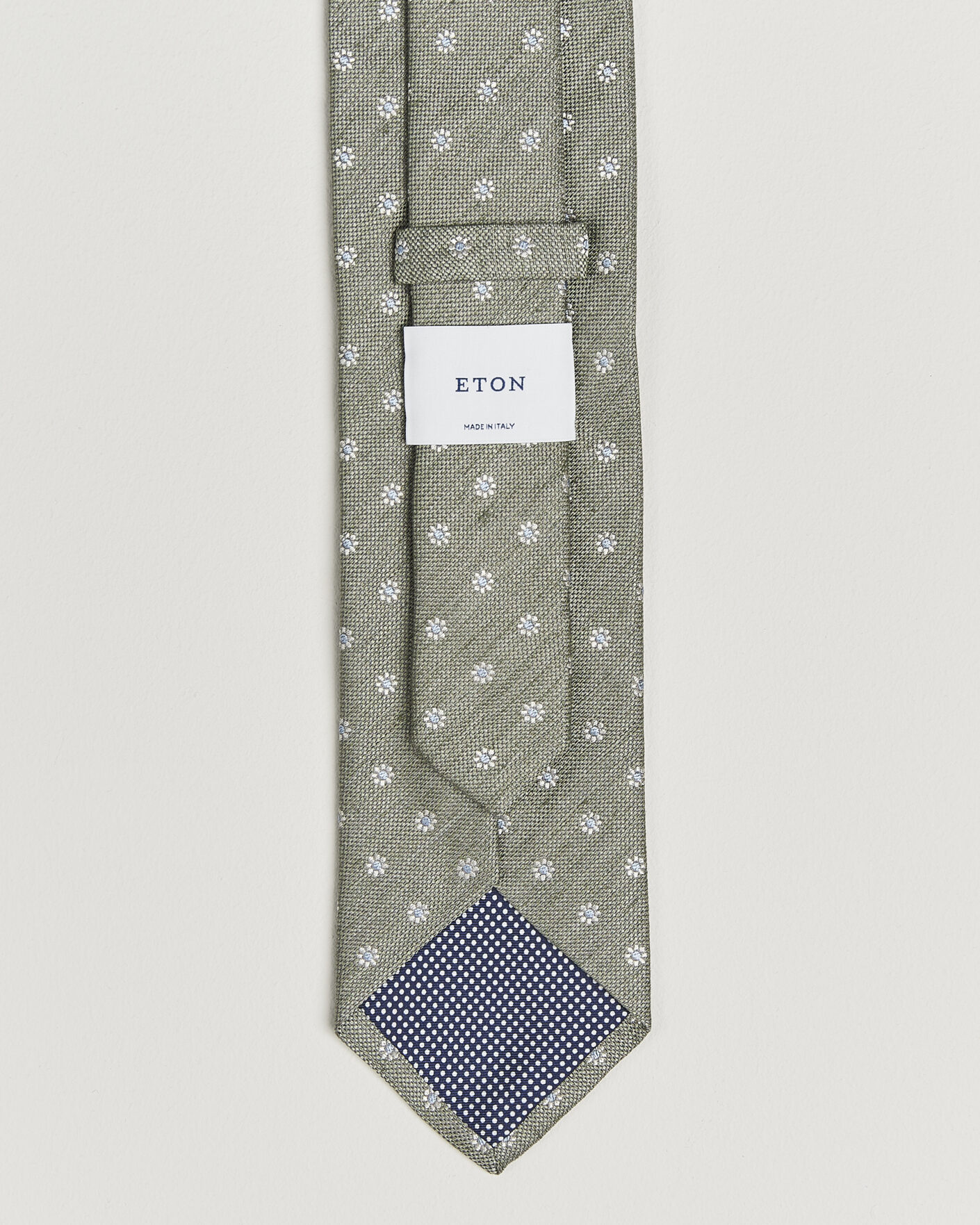 Mies | Solmiot | Eton | Floral Linen Silk Tie Light Green