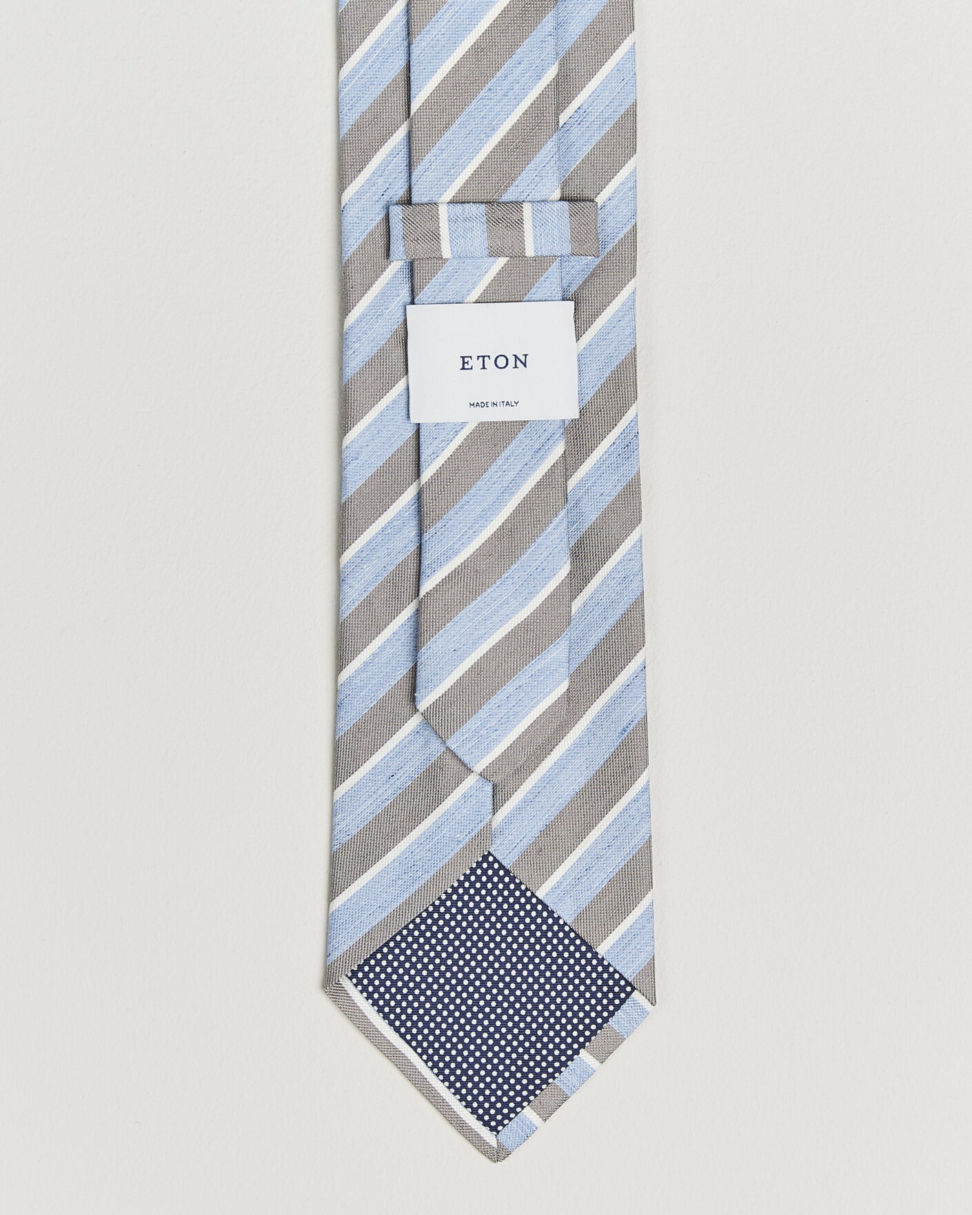 Mies | Solmiot | Eton | Striped Linen Silk Tie Brown/Blue