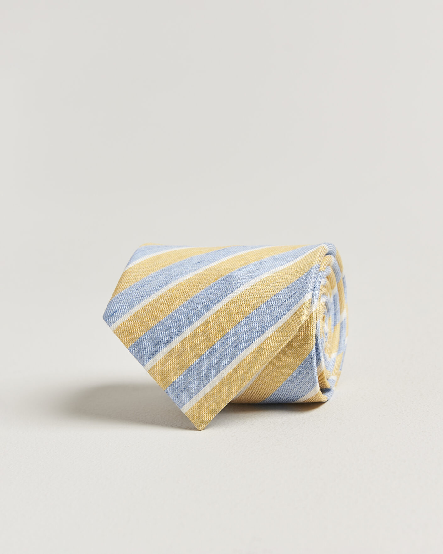 Mies | Solmiot | Eton | Striped Linen Silk Tie Yellow/Blue