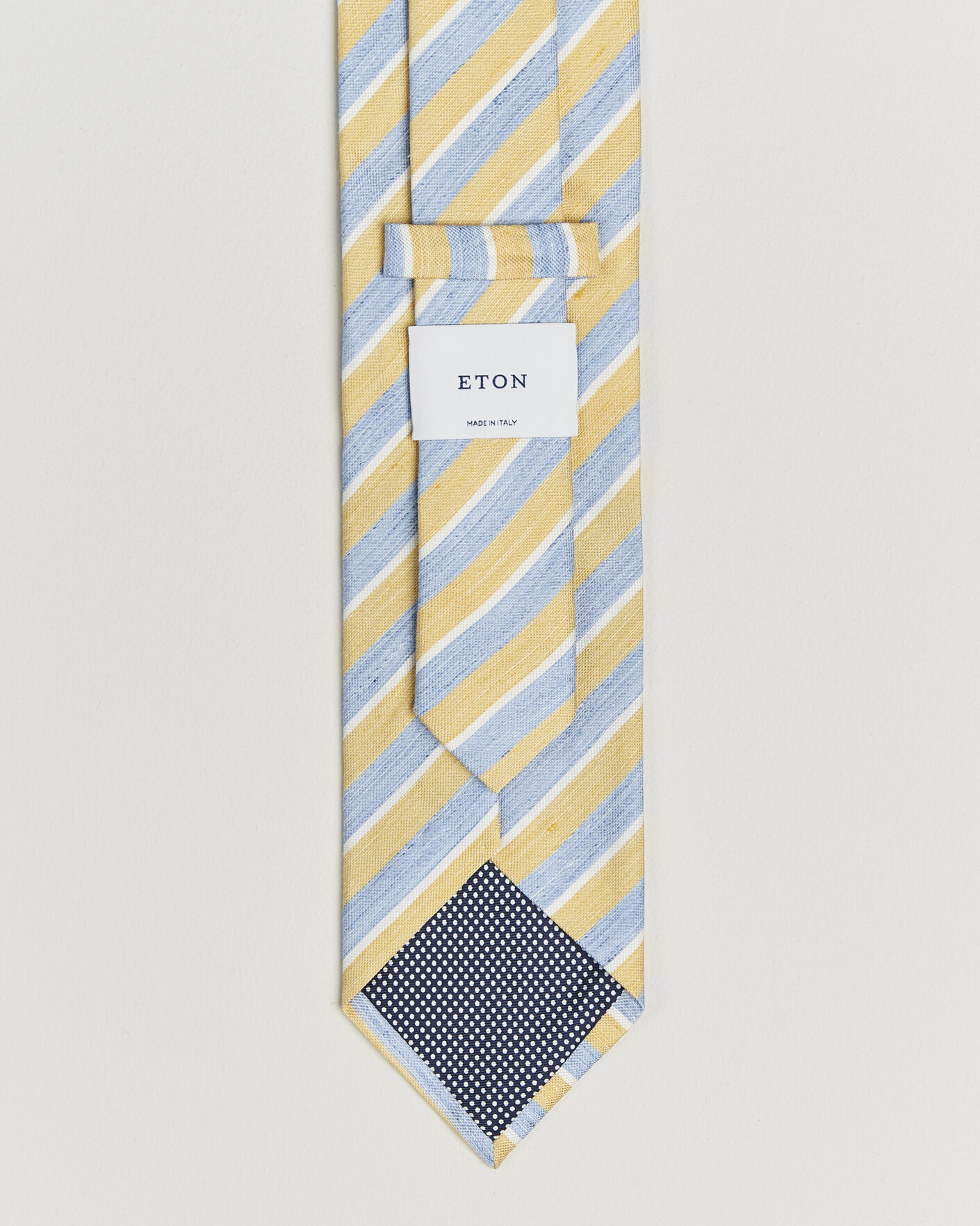 Mies | Solmiot | Eton | Striped Linen Silk Tie Yellow/Blue