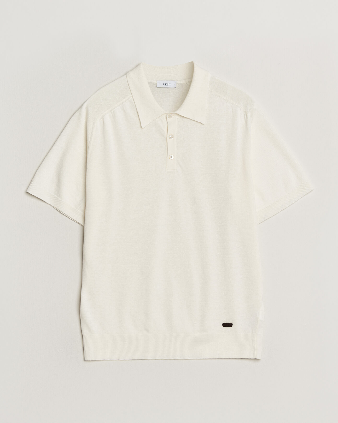 Mies | Pikeet | Eton | Cotton Linen Fine Knit Polo White
