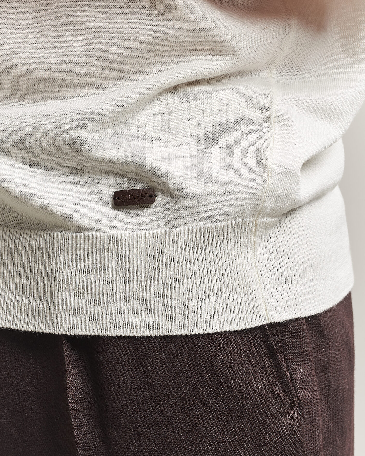 Mies | Pikeet | Eton | Cotton Linen Fine Knit Polo White