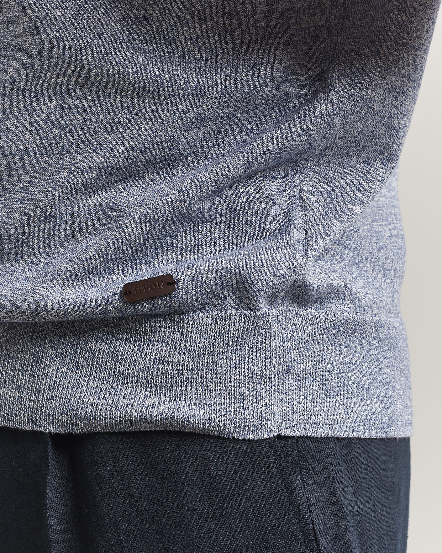 Mies | Pikeet | Eton | Cotton Linen Fine Knit Polo Blue