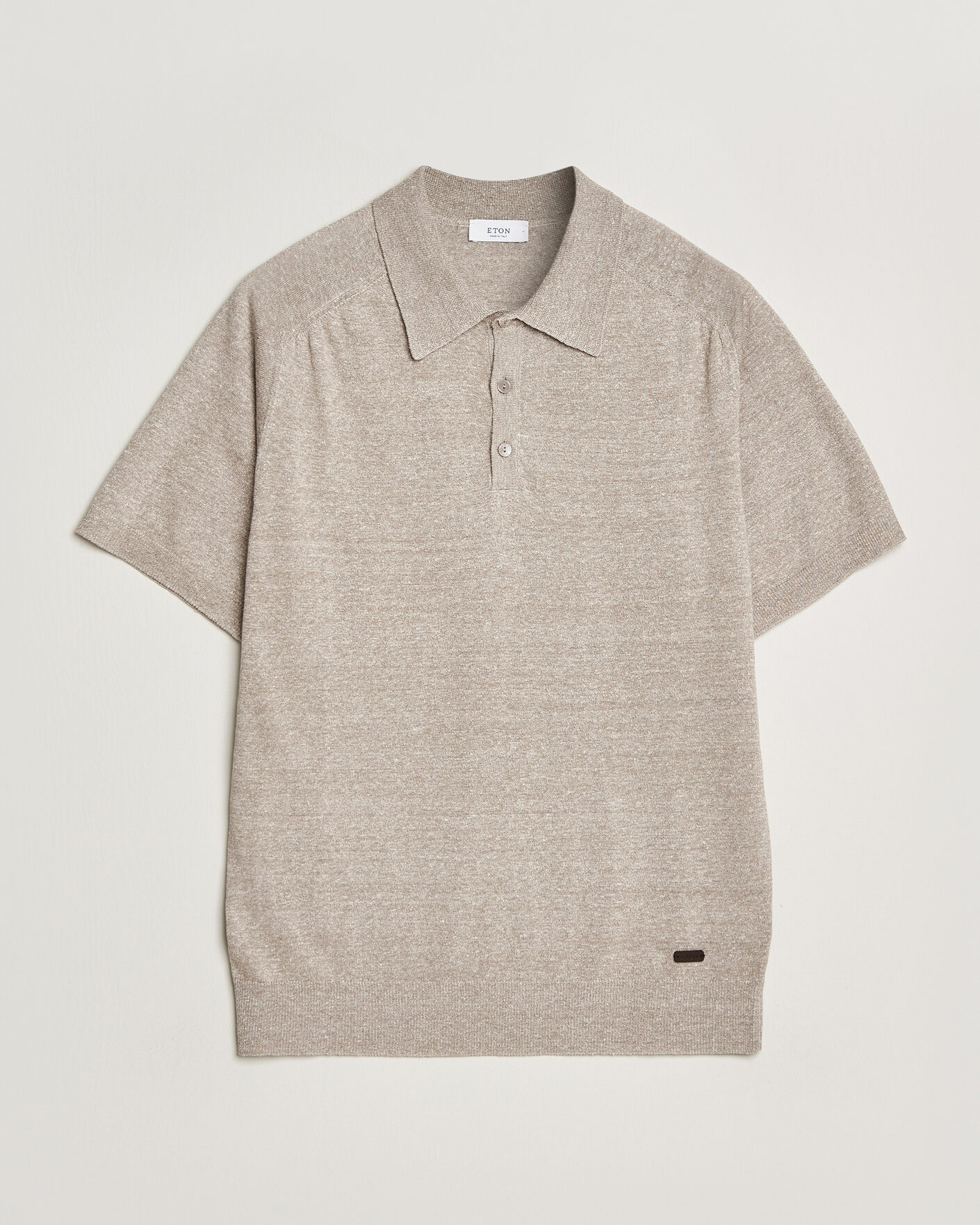 Mies | Pikeet | Eton | Cotton Linen Fine Knit Polo Beige